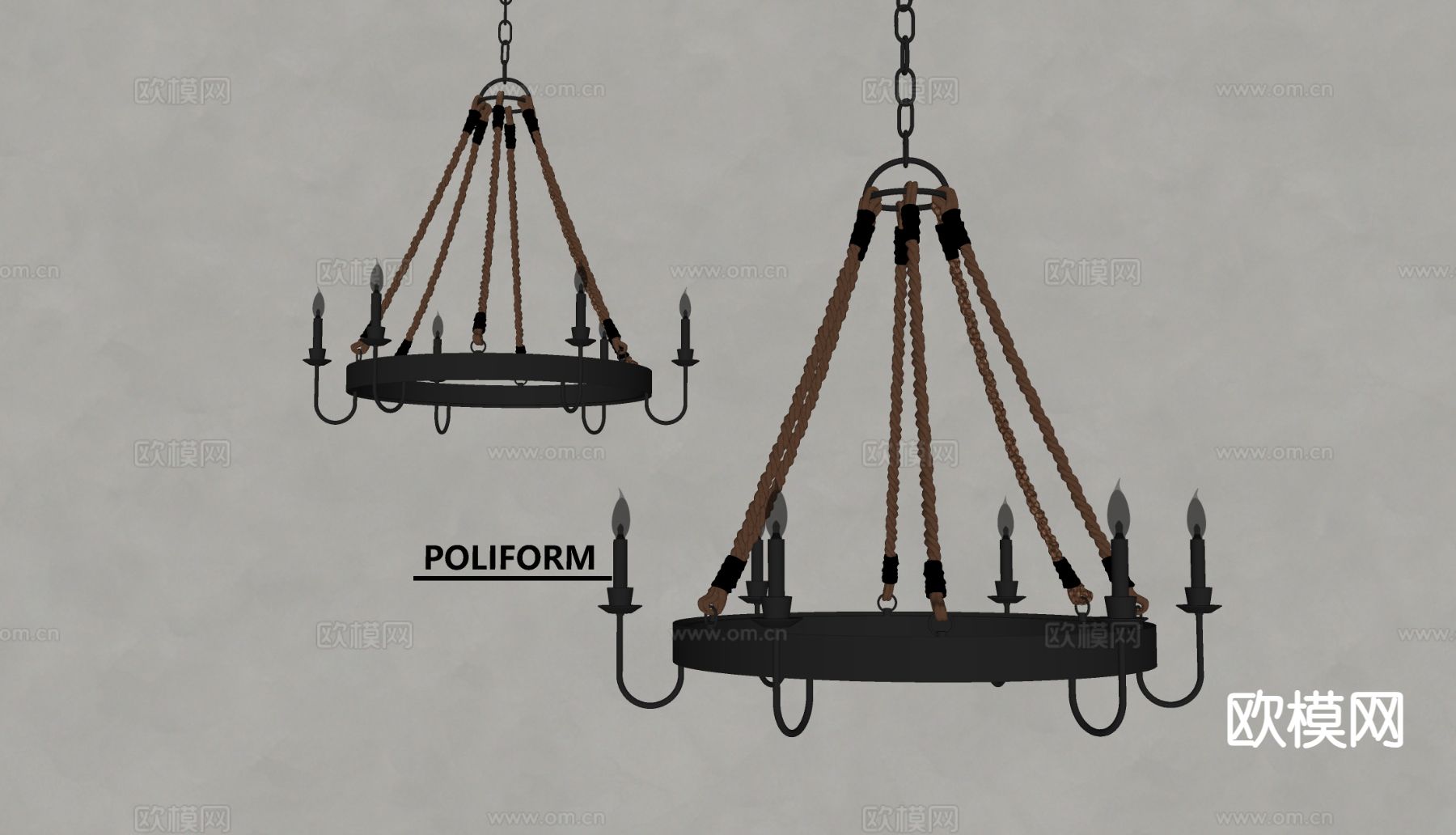 poliform复古吊灯 金属吊灯su模型