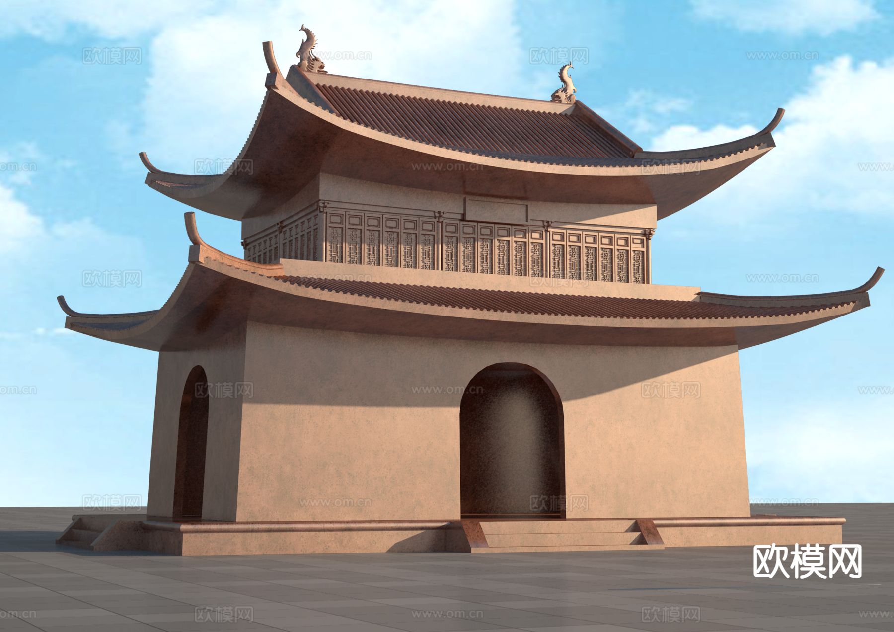 中式藏经阁 古建寺庙3d模型