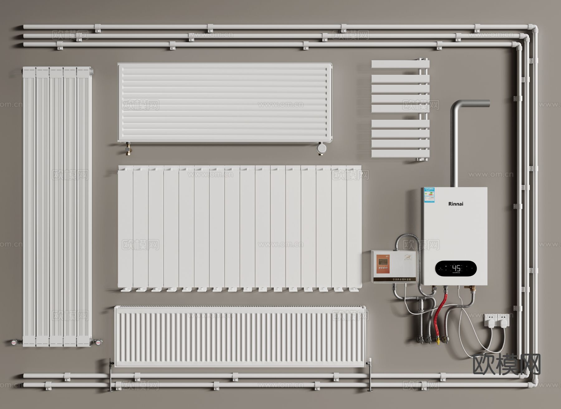 暖气片 取暖器 散热器 热水器3d模型