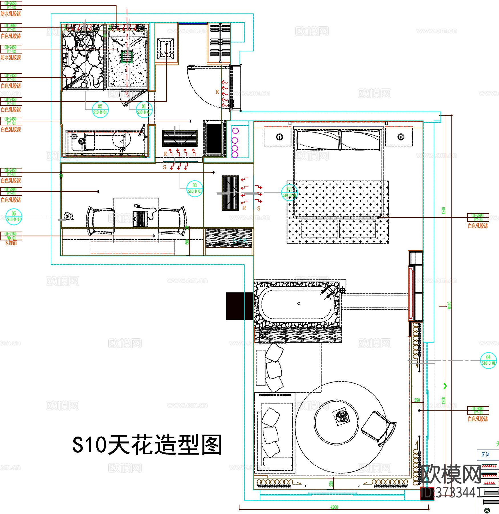 酒店客房cad平面图