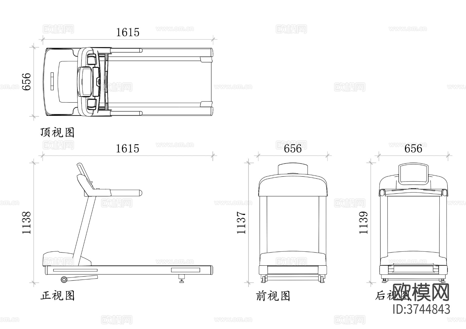 健身跑步机平面图 跑步机结构图 跑步机布局图 跑步机设计图cad大样图