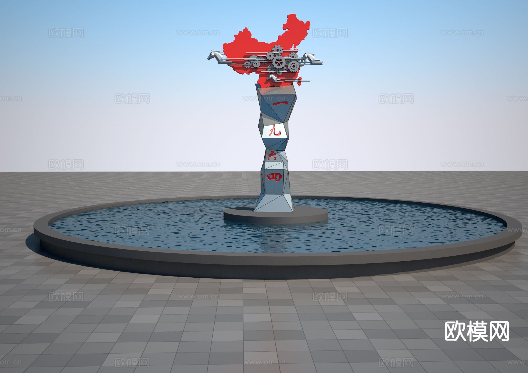 中国地图雕塑 景观雕塑3d模型