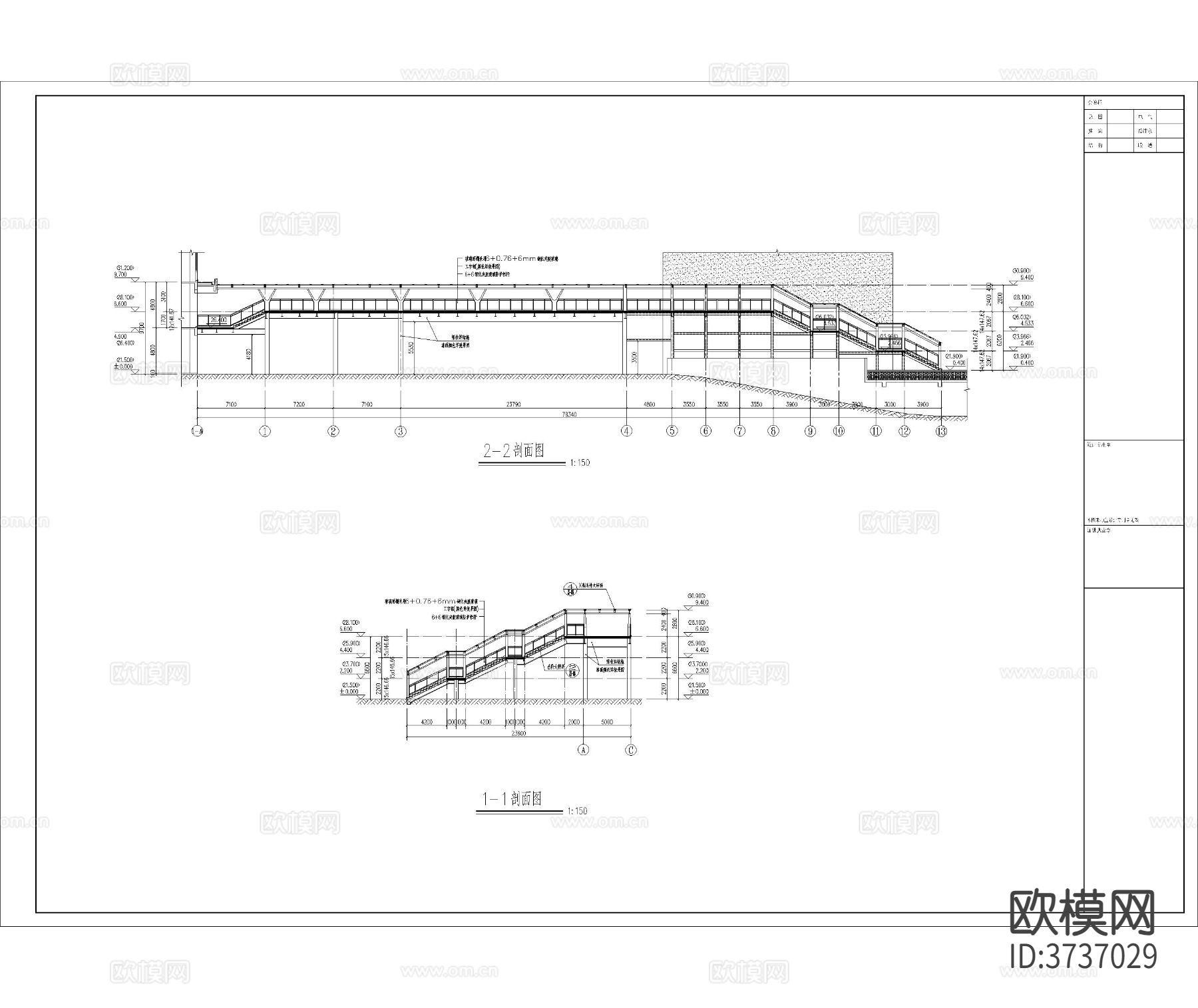 人行天桥建筑cad施工图