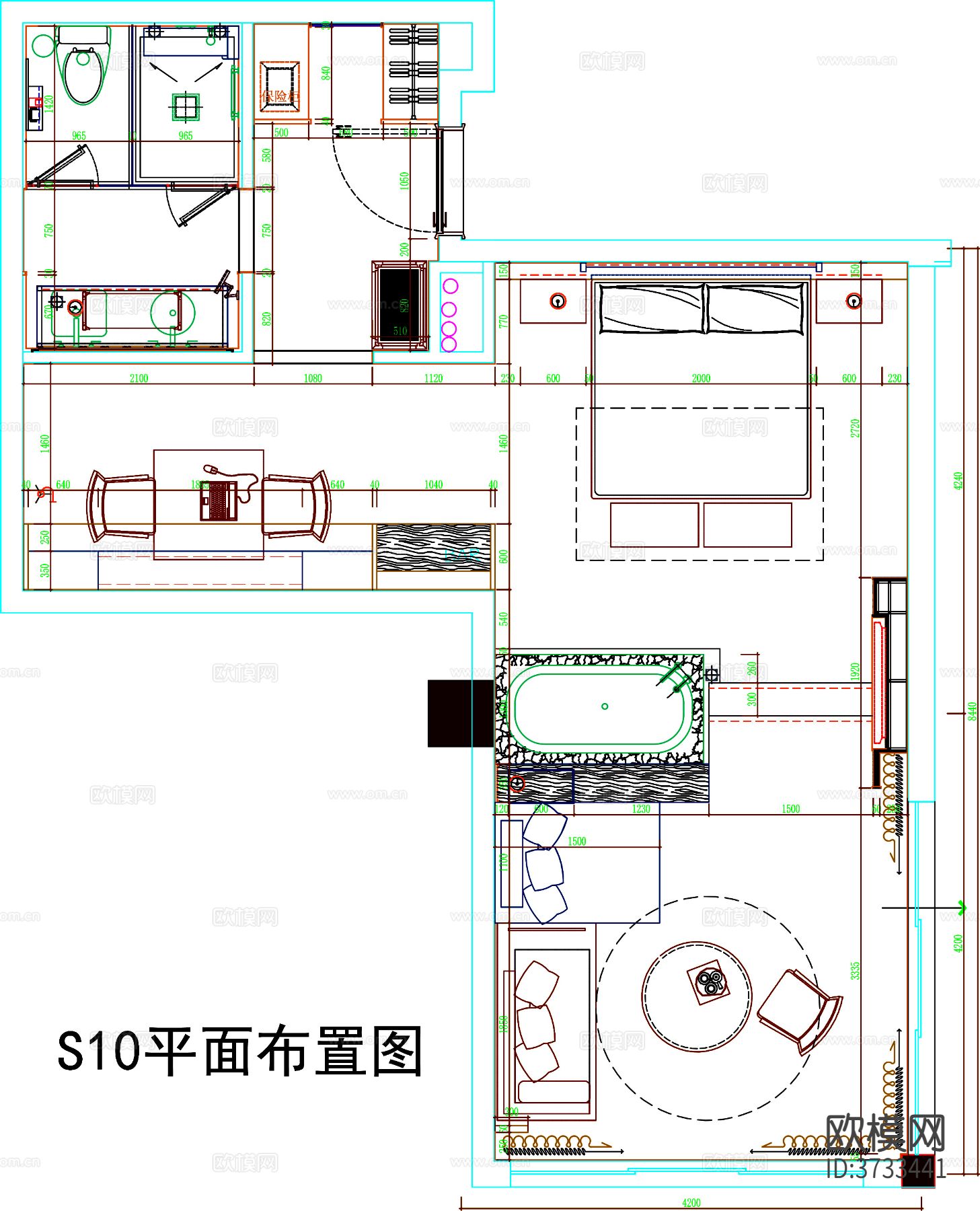 酒店客房cad平面图