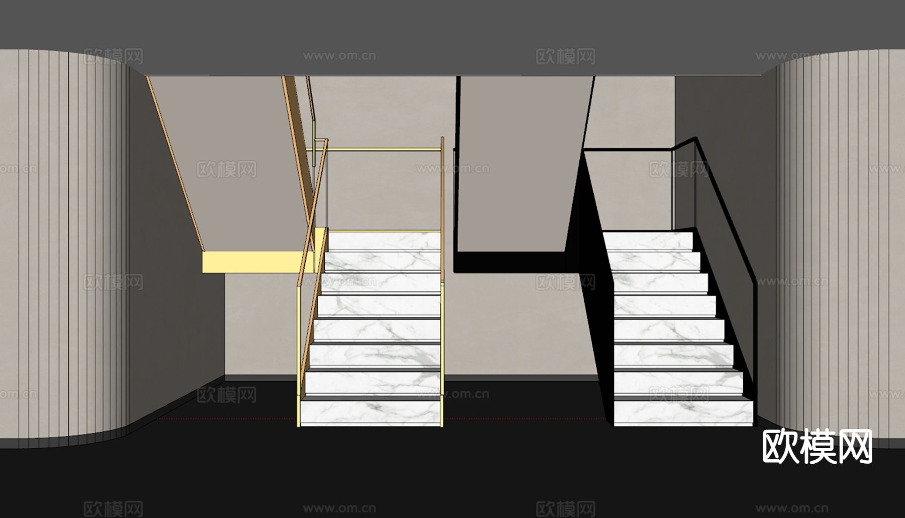 现代楼梯 转角楼梯 直角楼梯su模型