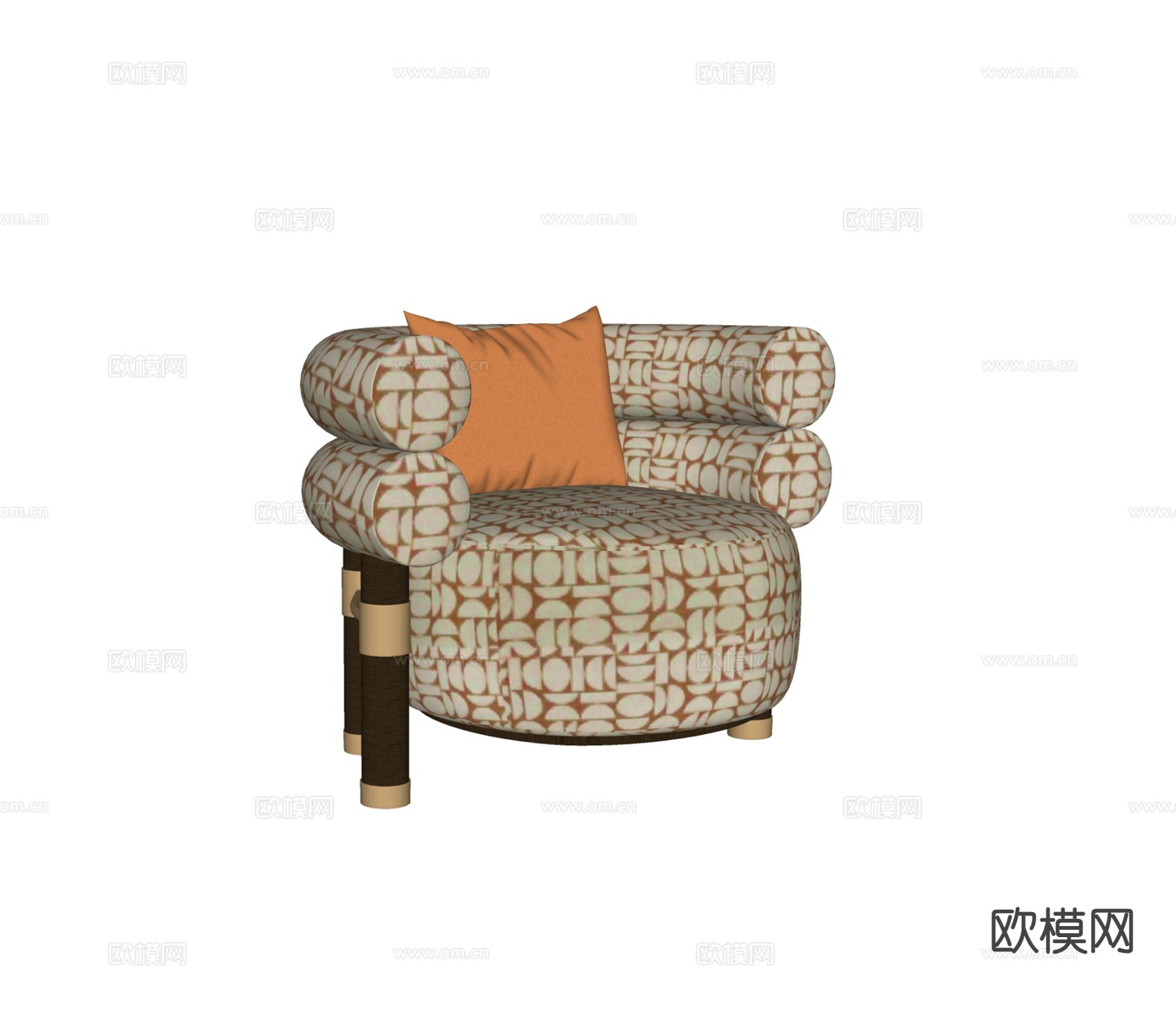 现代轻奢单人沙发su模型下载（渲染图1）