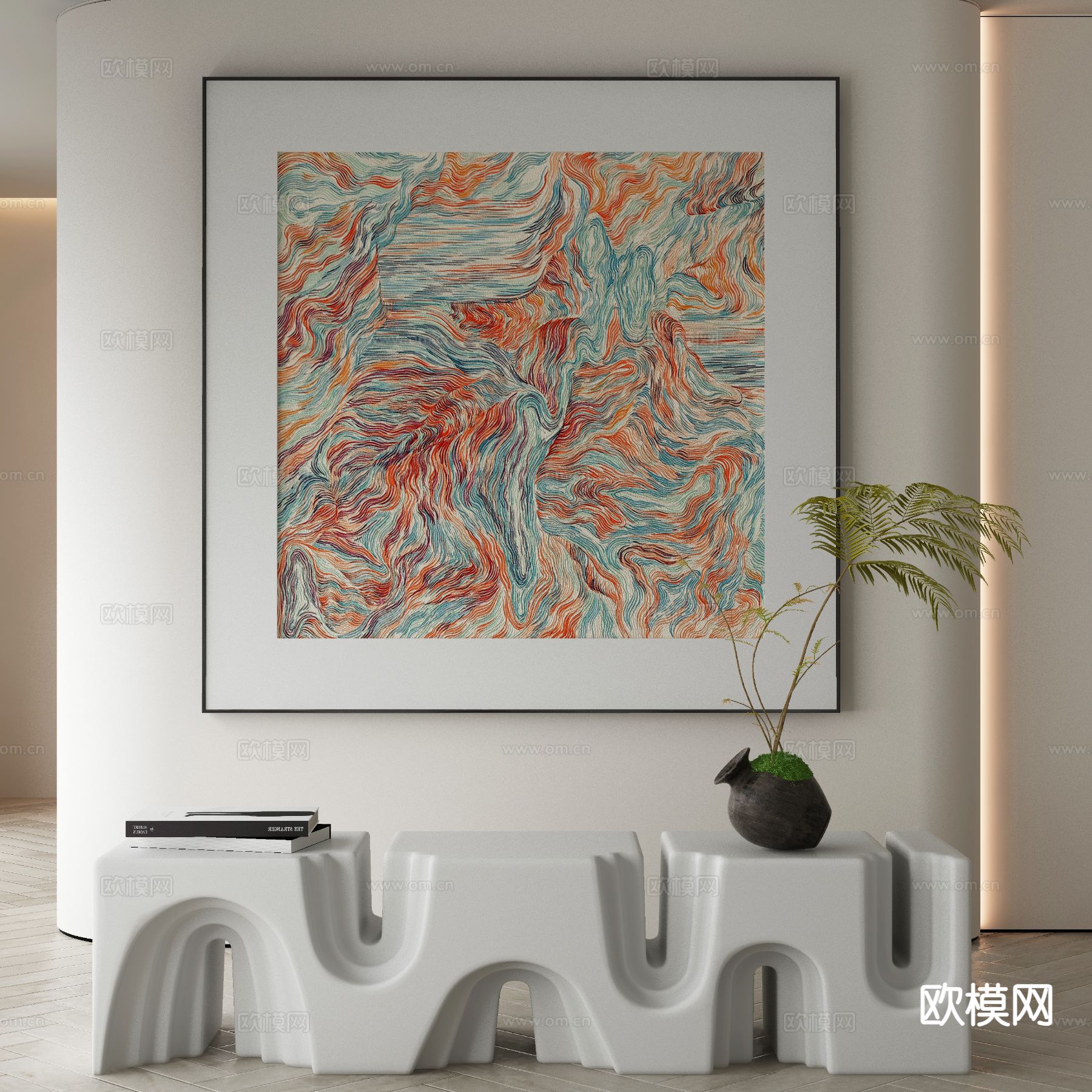 现代装饰画 抽象油画3d模型