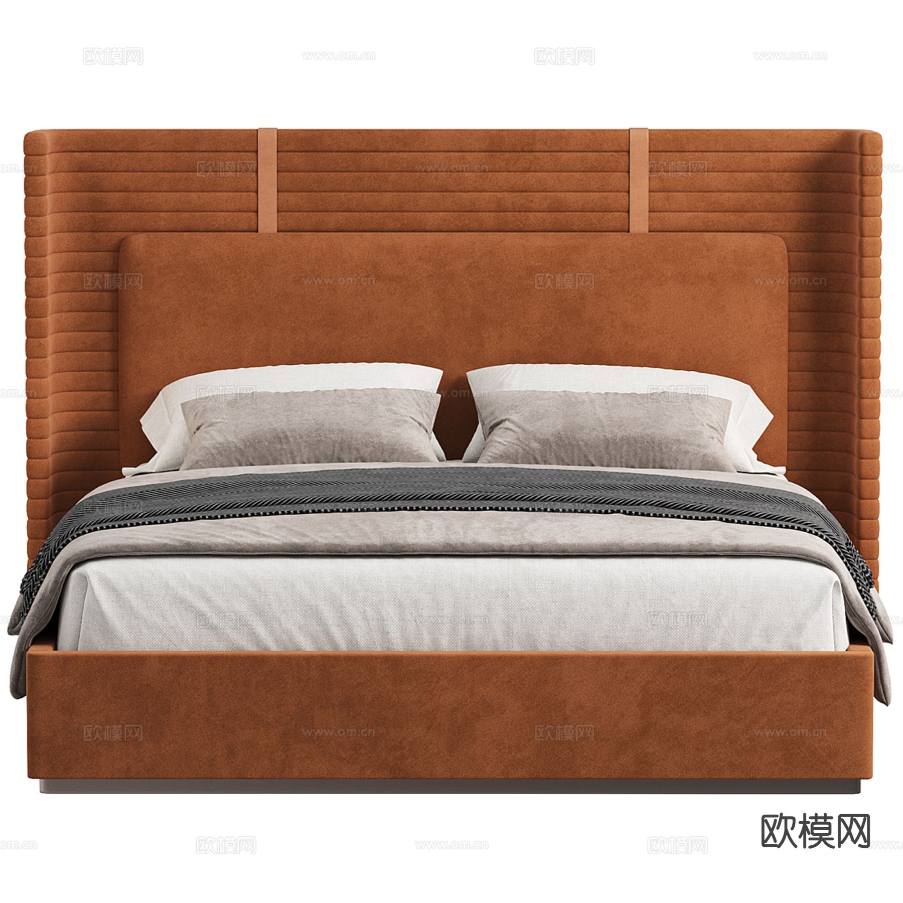 轻奢双人床su模型下载（渲染图2）
