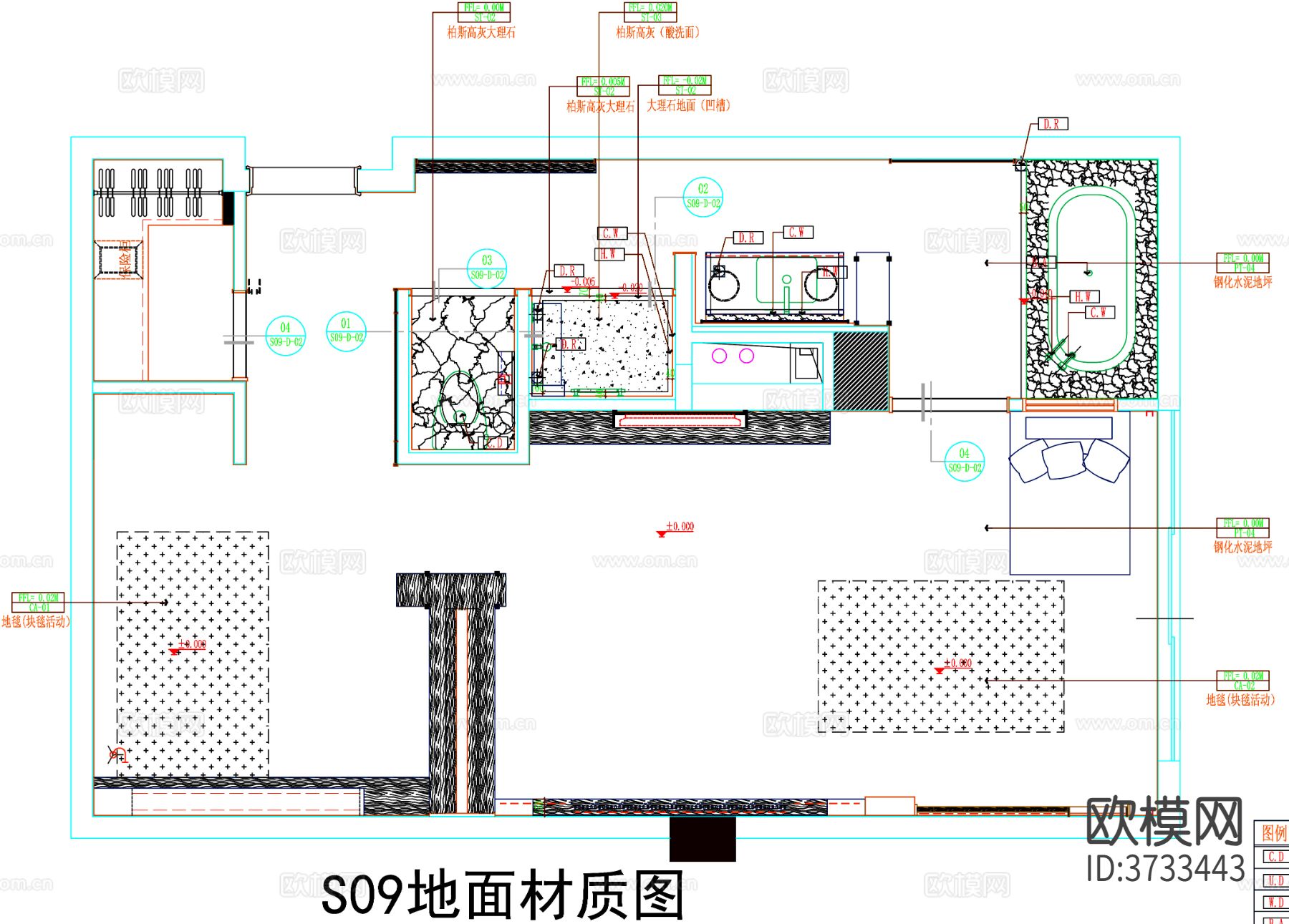 酒店客房cad平面图