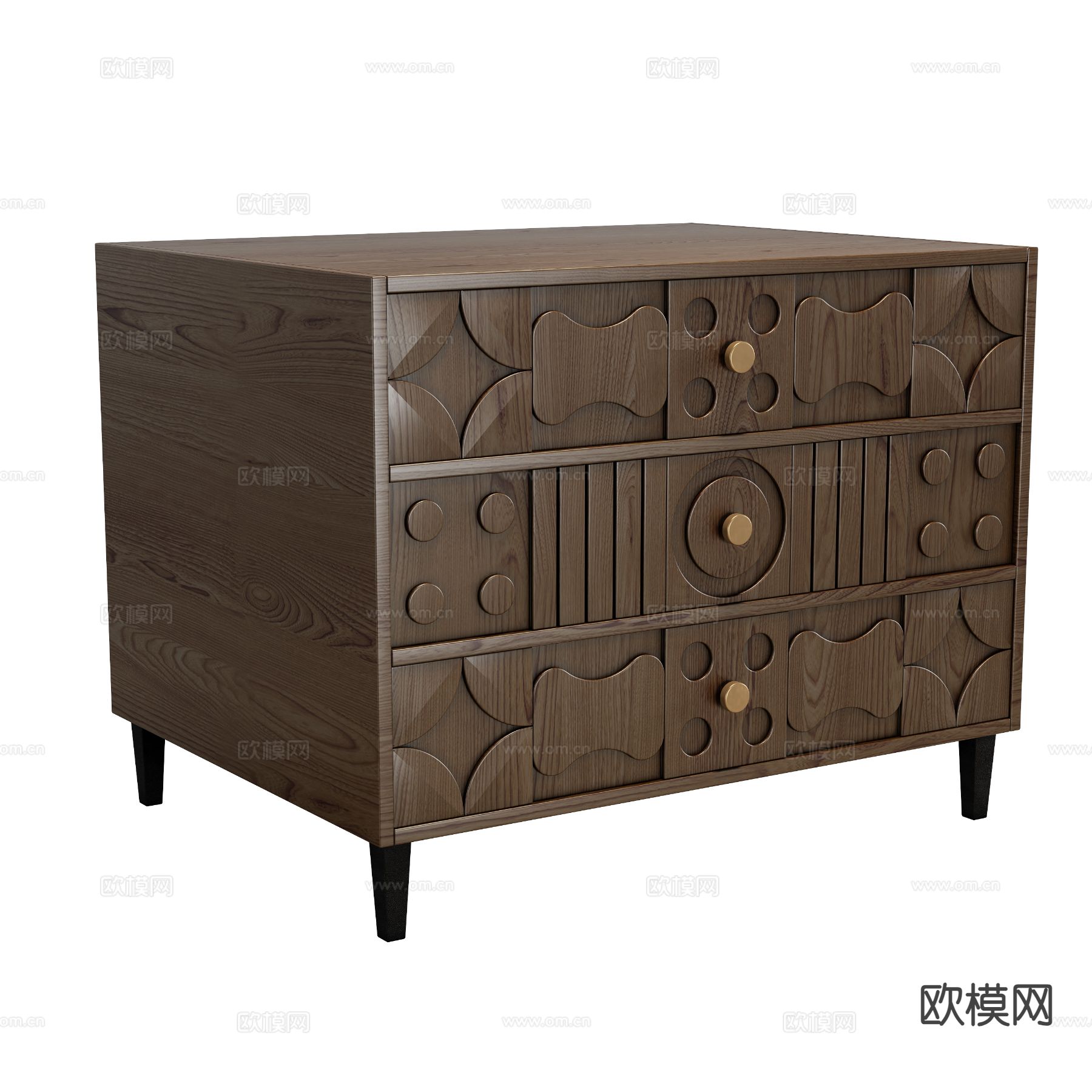 中古风床头柜su模型下载（渲染图2）