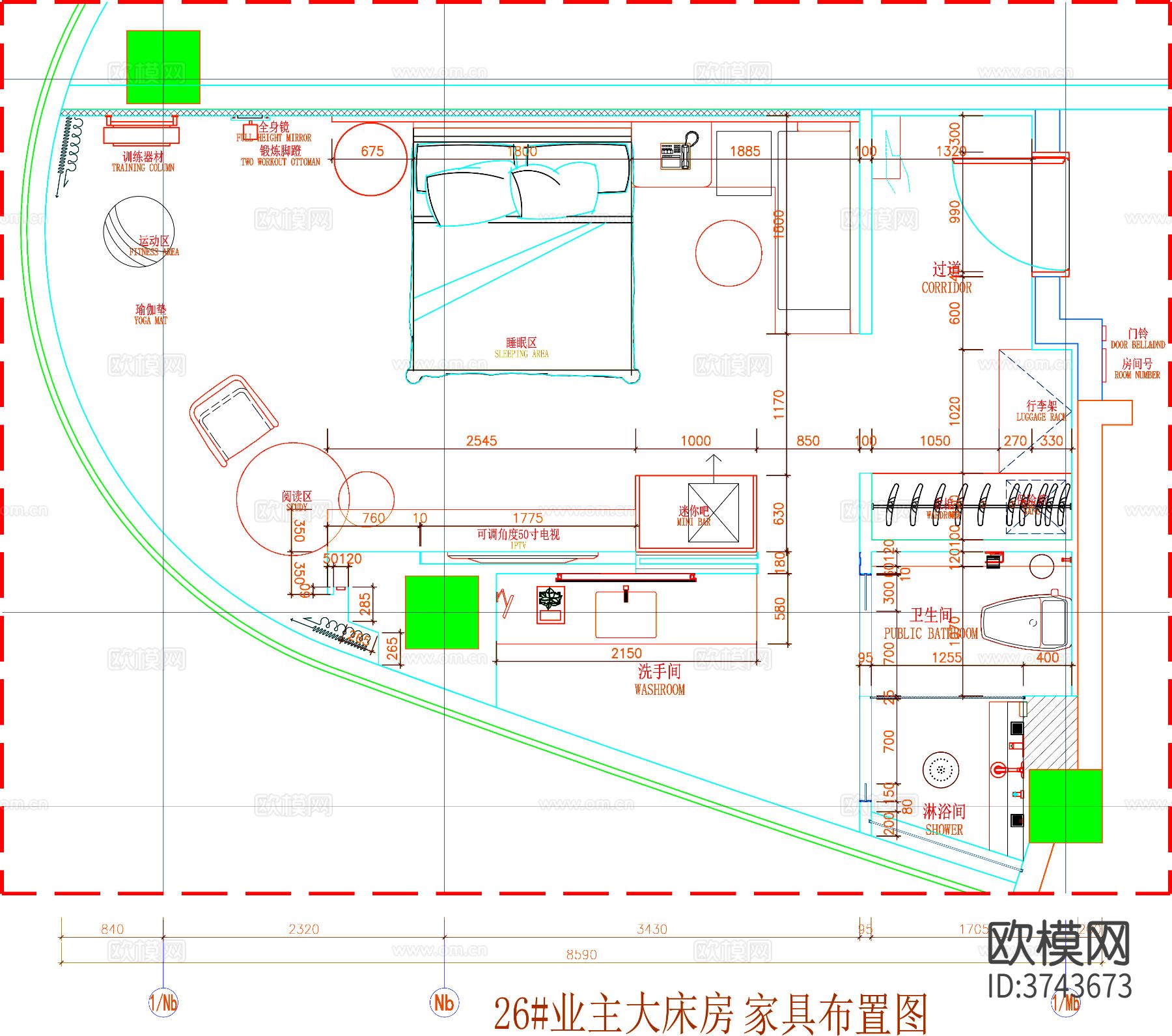 酒店客房平面布置图