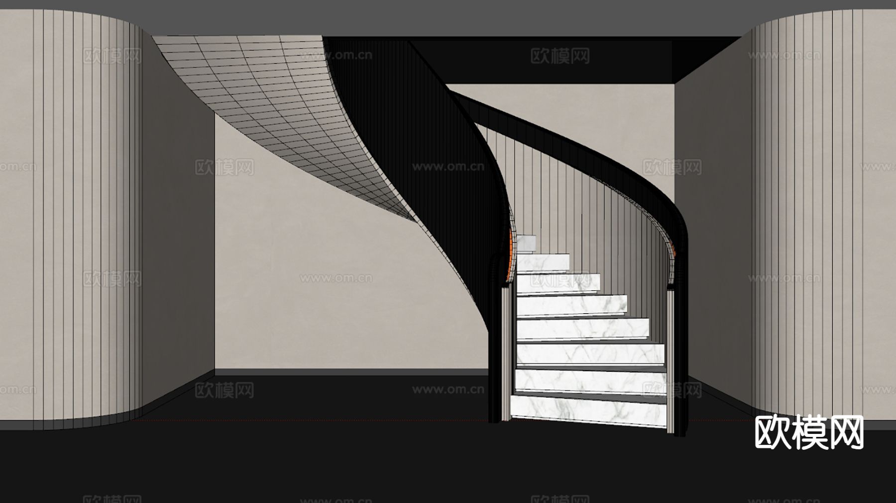 现代楼梯 旋转楼梯 弧形楼梯su模型
