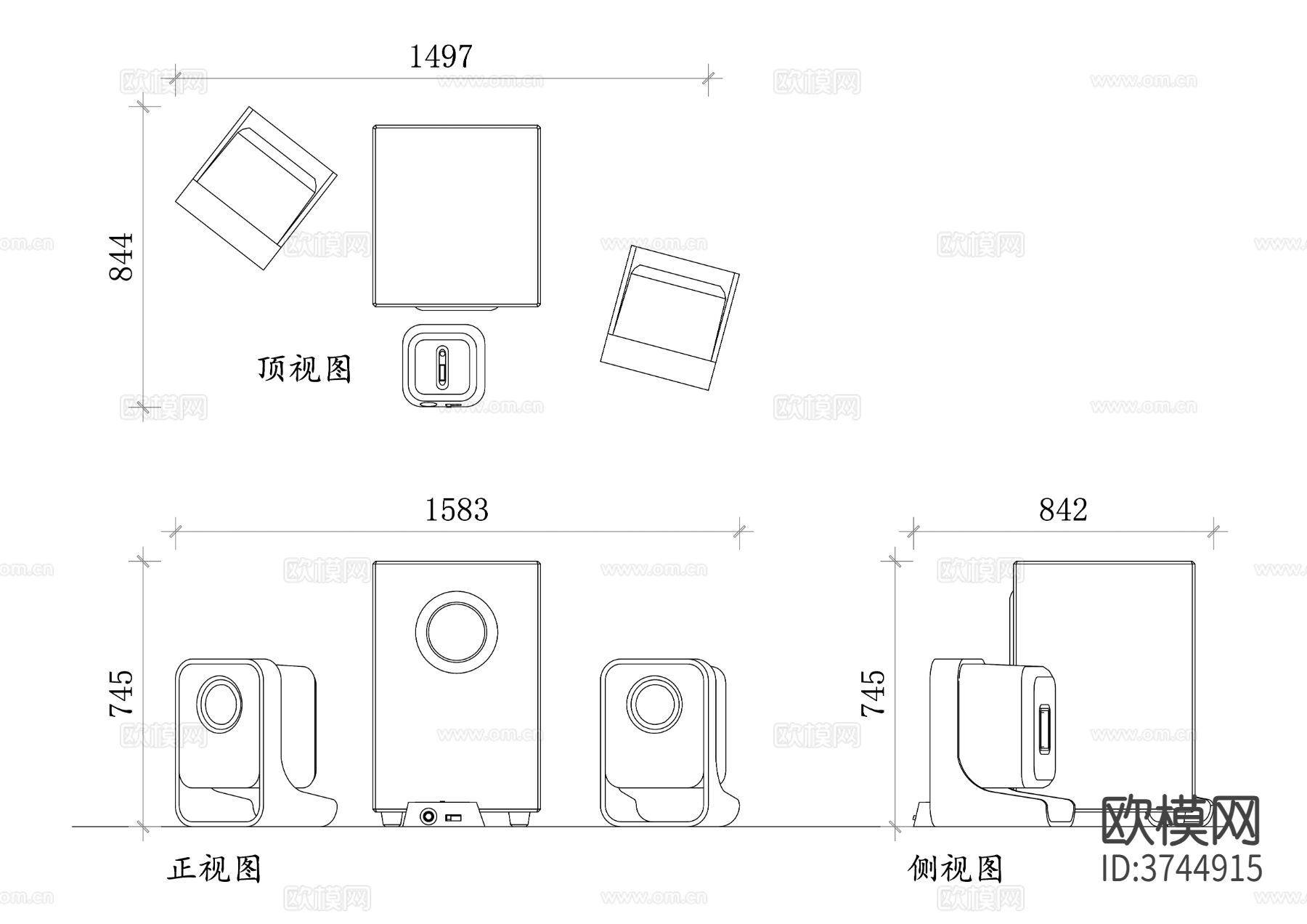 罗技扬声器平面图 扬声器结构图 扬声器设计图 扬声器布局图cad大样图