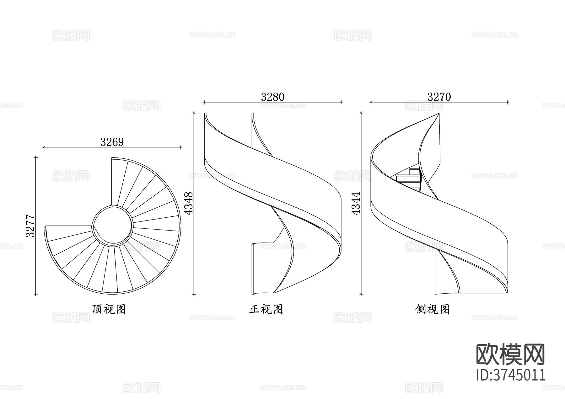 螺旋楼梯平面图 螺旋楼梯设计图 螺旋楼梯结构图 螺旋楼梯布局cad大样图