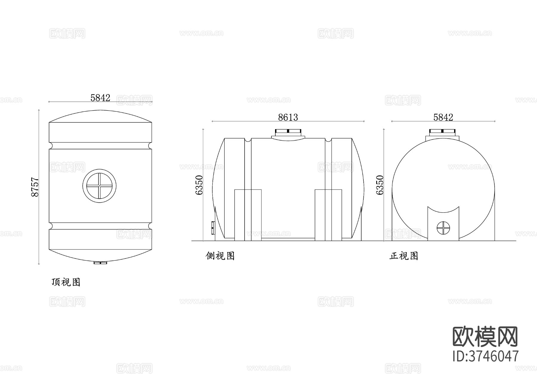 卧式水箱布局图 水箱平面设计 卧式水箱图 水箱结构示意图cad大样图