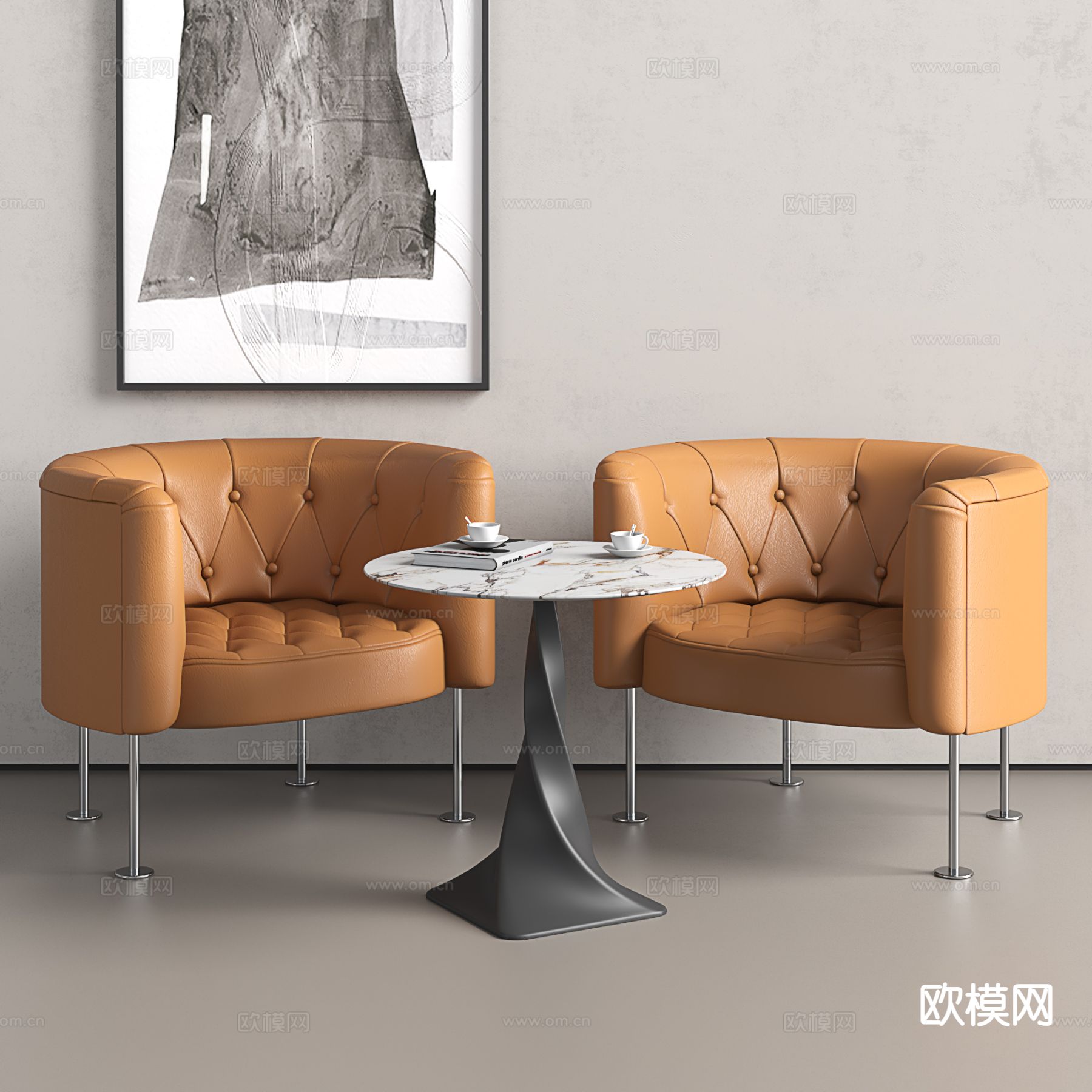 意式休闲桌椅 洽谈桌椅3d模型下载