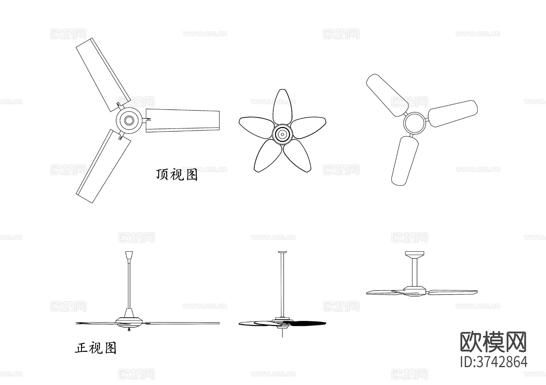 吊扇 电器CAD三视图