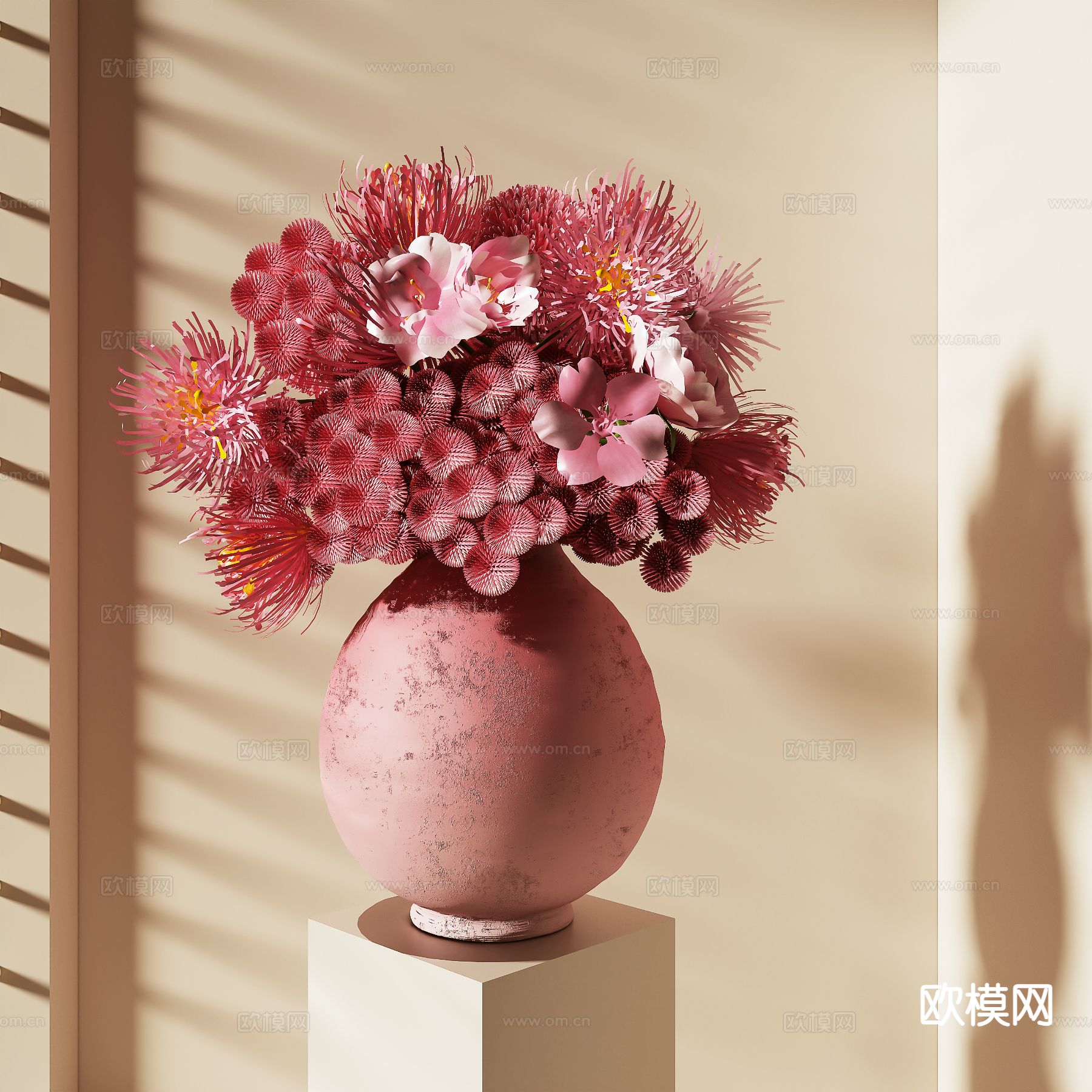 侘寂花瓶 花艺 插花 鲜花3d模型