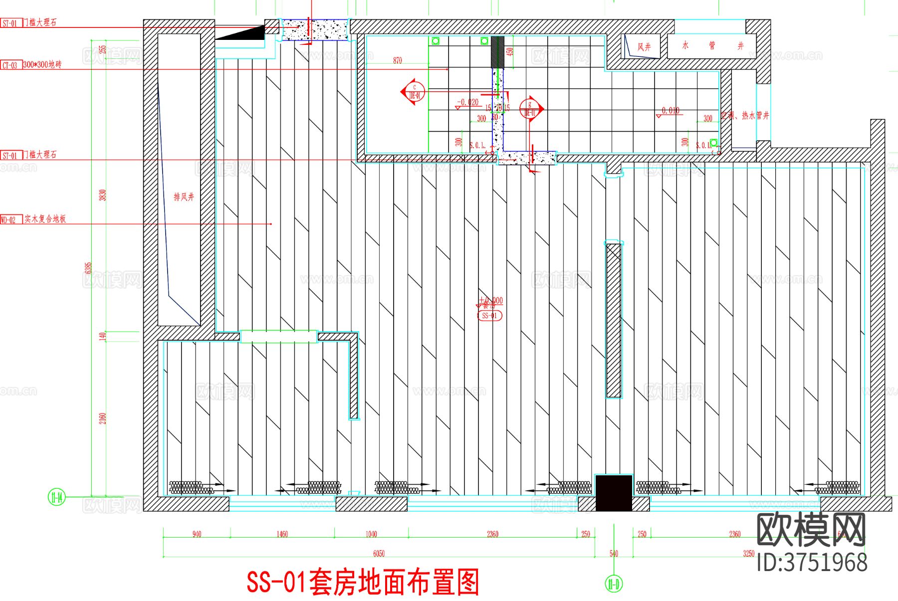 酒店客房 酒店房间 客房平面图 房间平面布局 客房cad平面图下载（渲染图1）