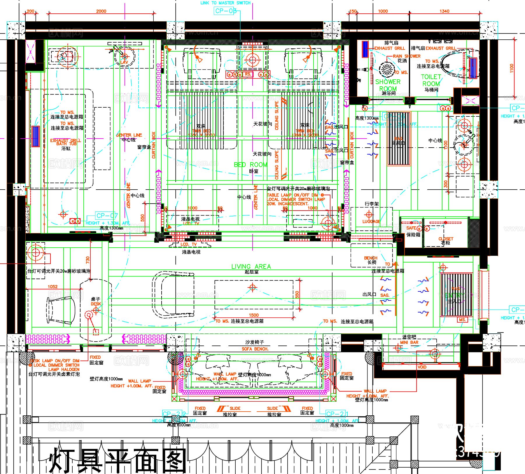 酒店客房 酒店CAD平面图