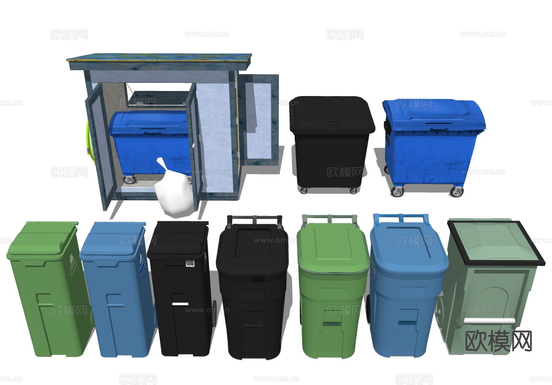 户外垃圾桶 分类垃圾桶su模型