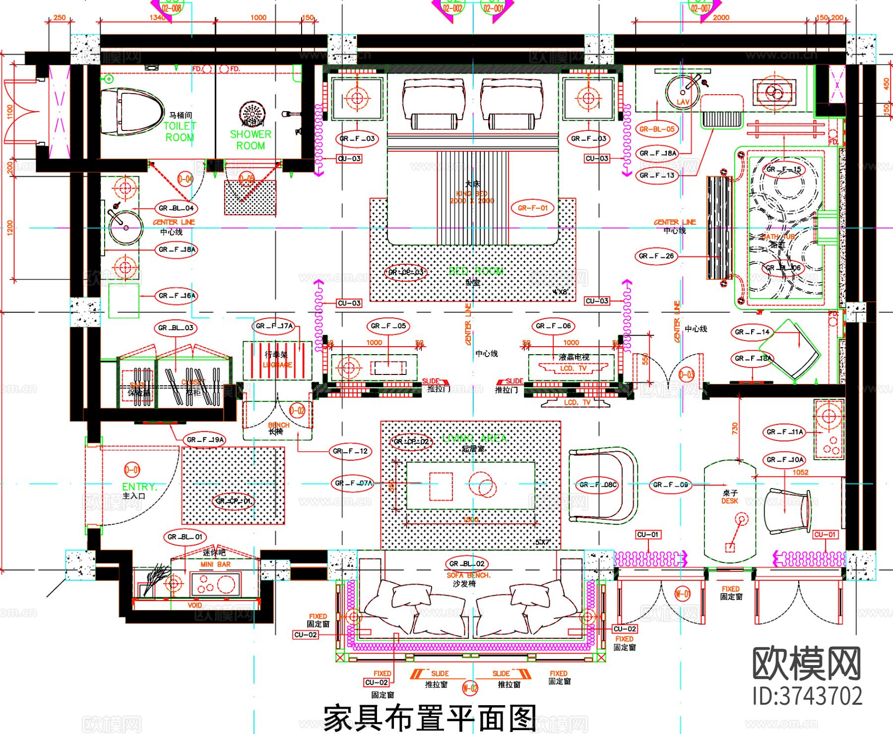 酒店客房 酒店CAD平面图