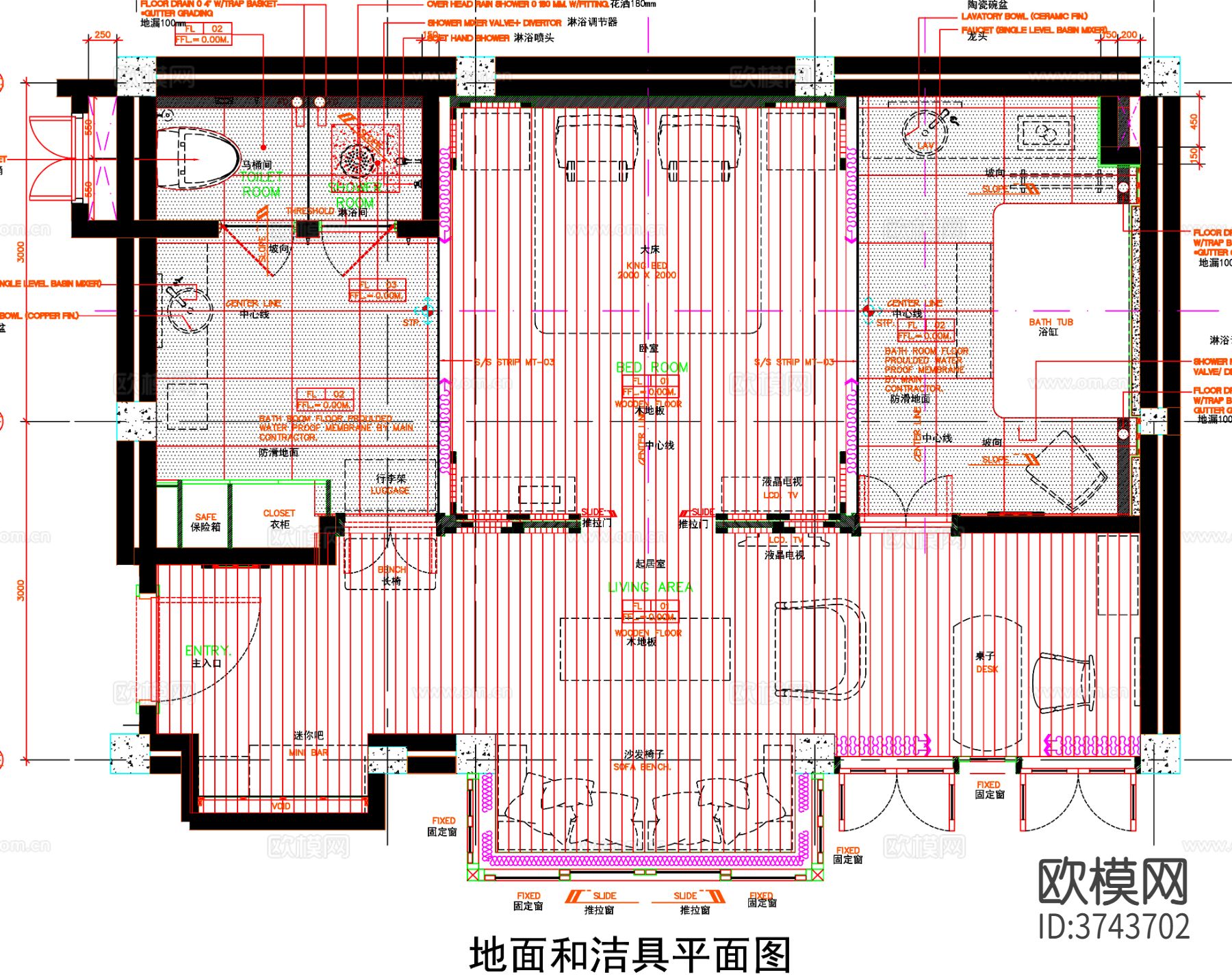 酒店客房 酒店CAD平面图