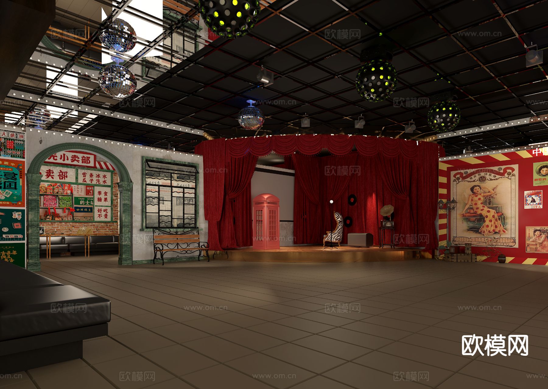 工业风舞厅 歌舞厅3d模型下载（渲染图1）