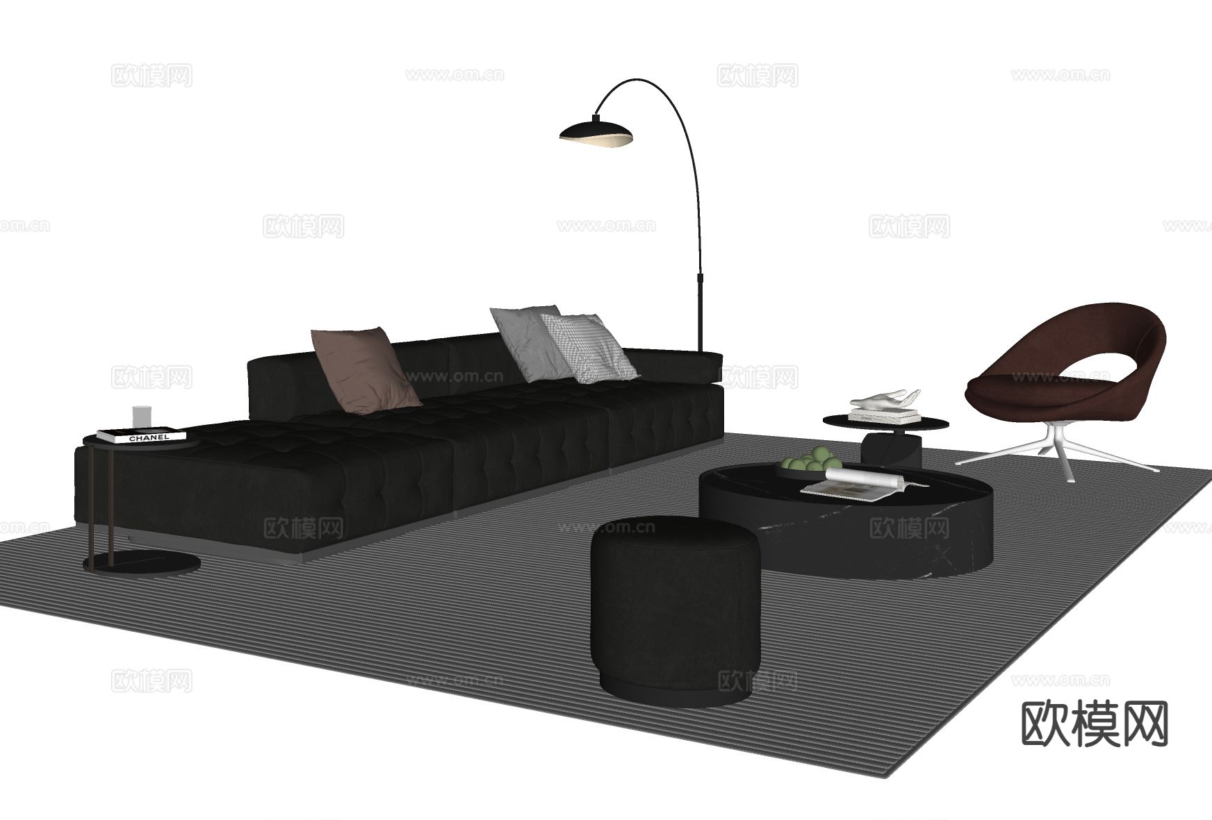 意式组合沙发su模型下载（渲染图1）