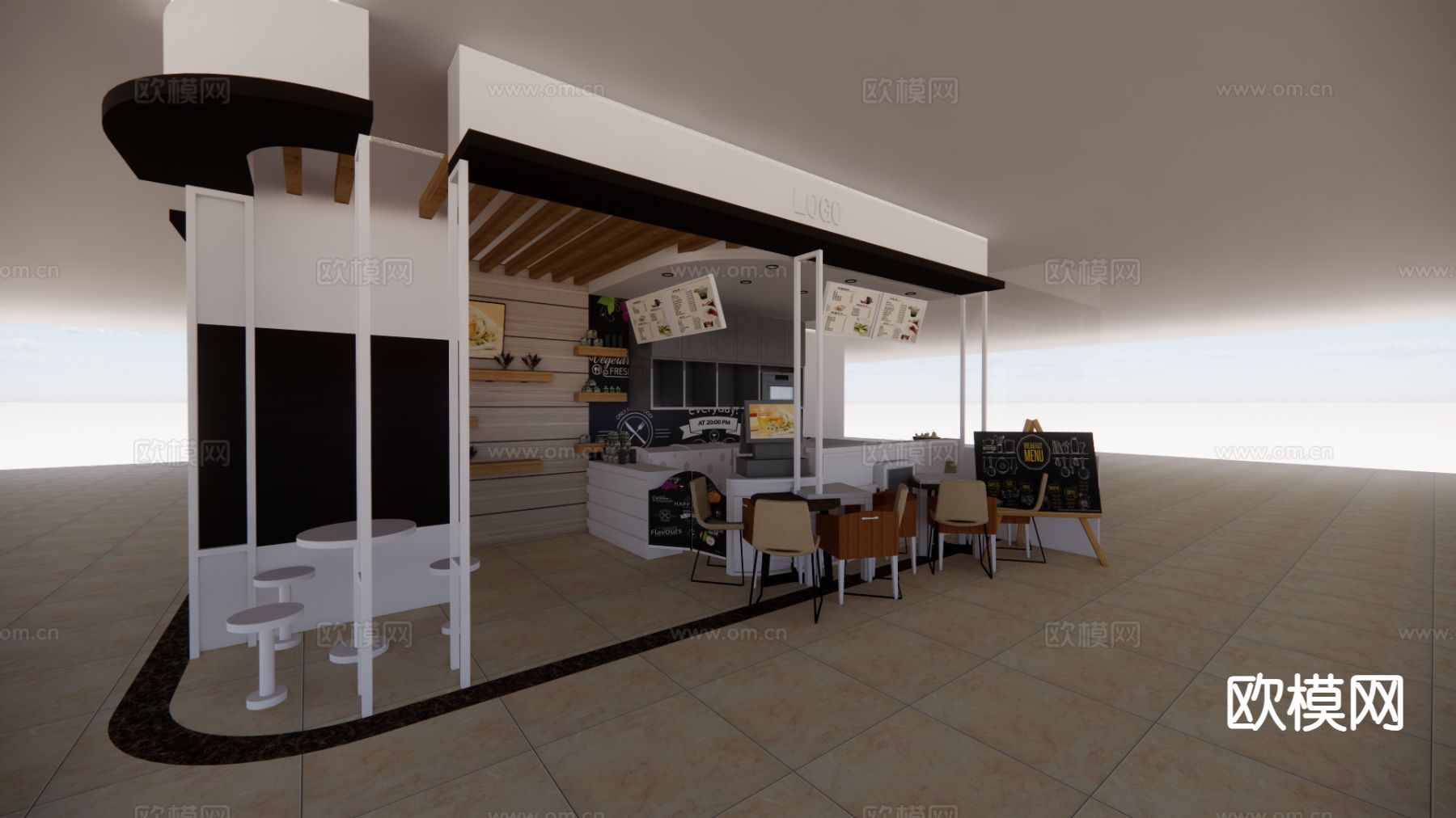 奶茶店su模型下载（渲染图2）