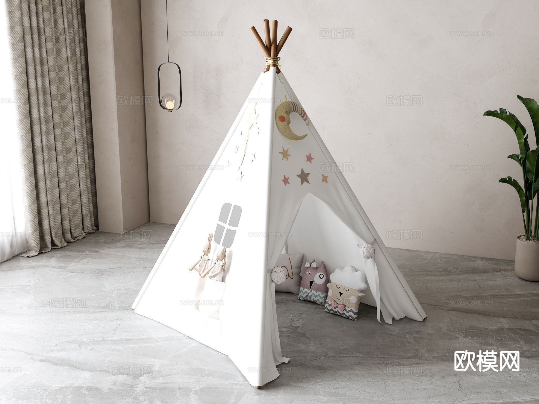 简欧儿童帐篷su模型下载（渲染图2）