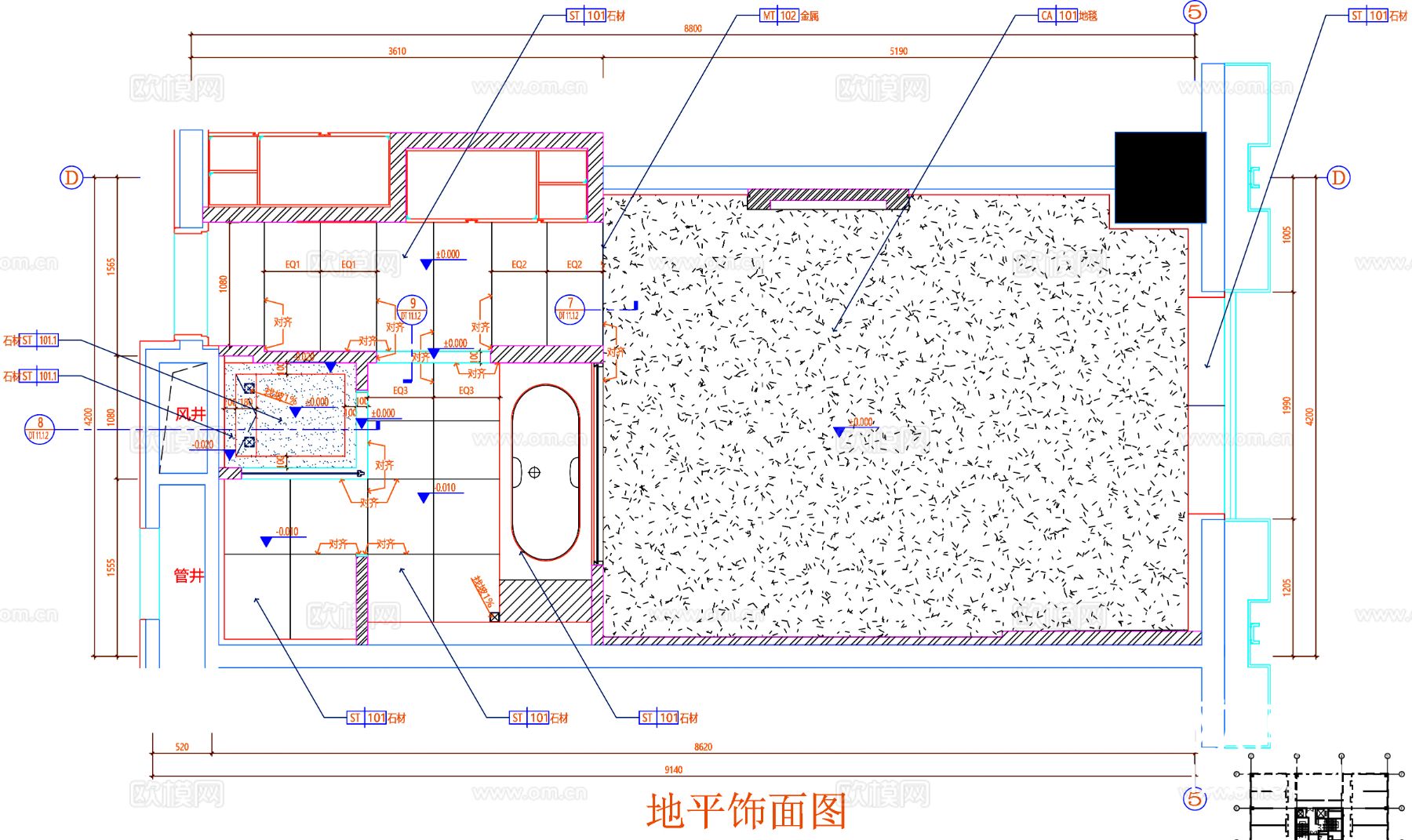 客房cad平面布置图