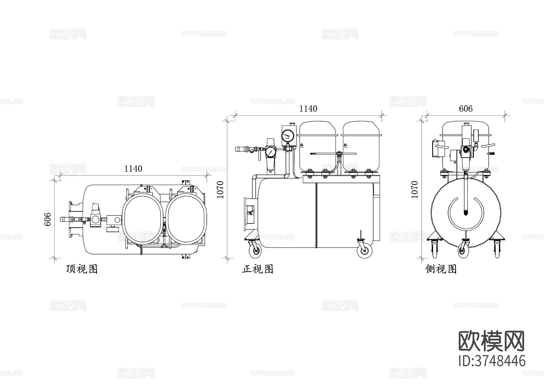 现代空气压缩机 平面图 高效节能 结构紧凑 维护方便cad大样图下载