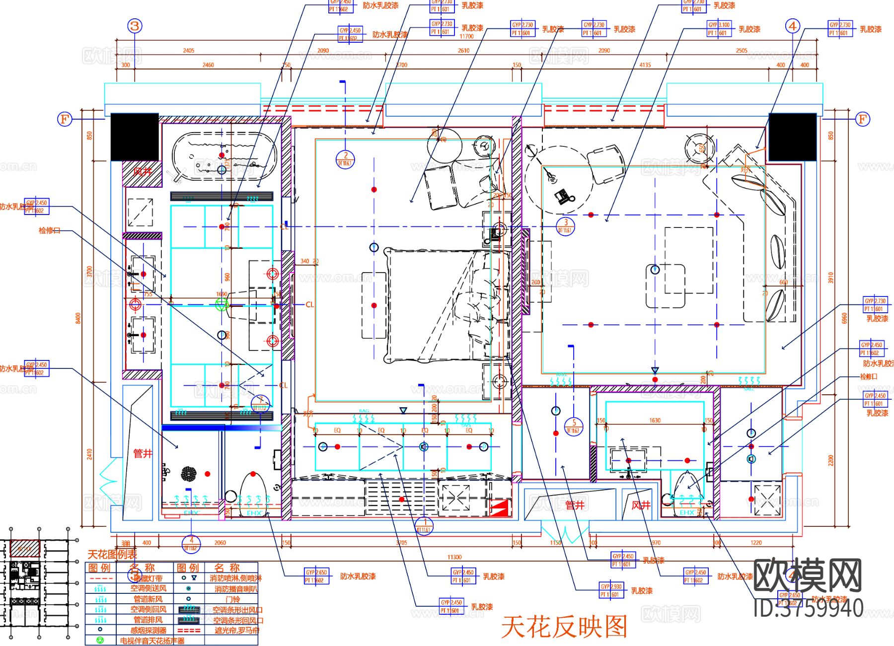 客房cad平面布置图