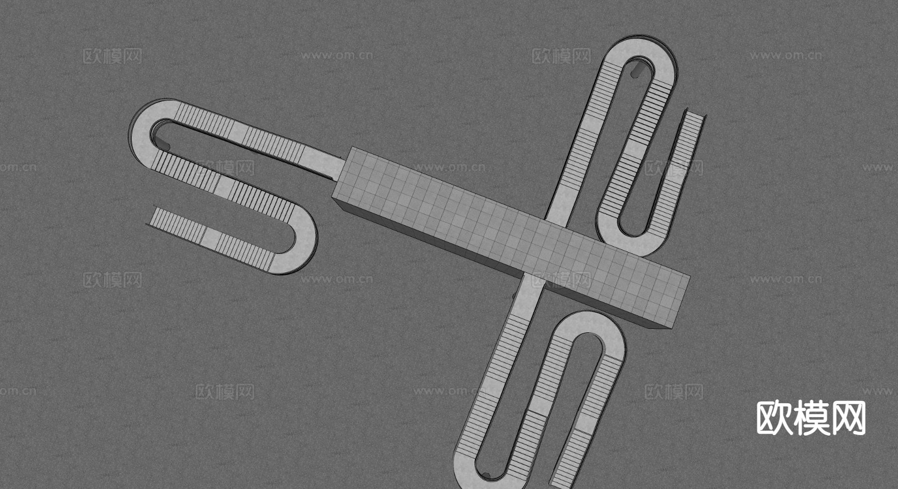 现代楼梯 人行天桥楼梯su模型