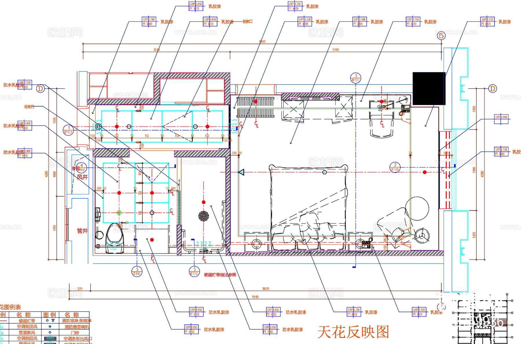 客房cad平面布置图