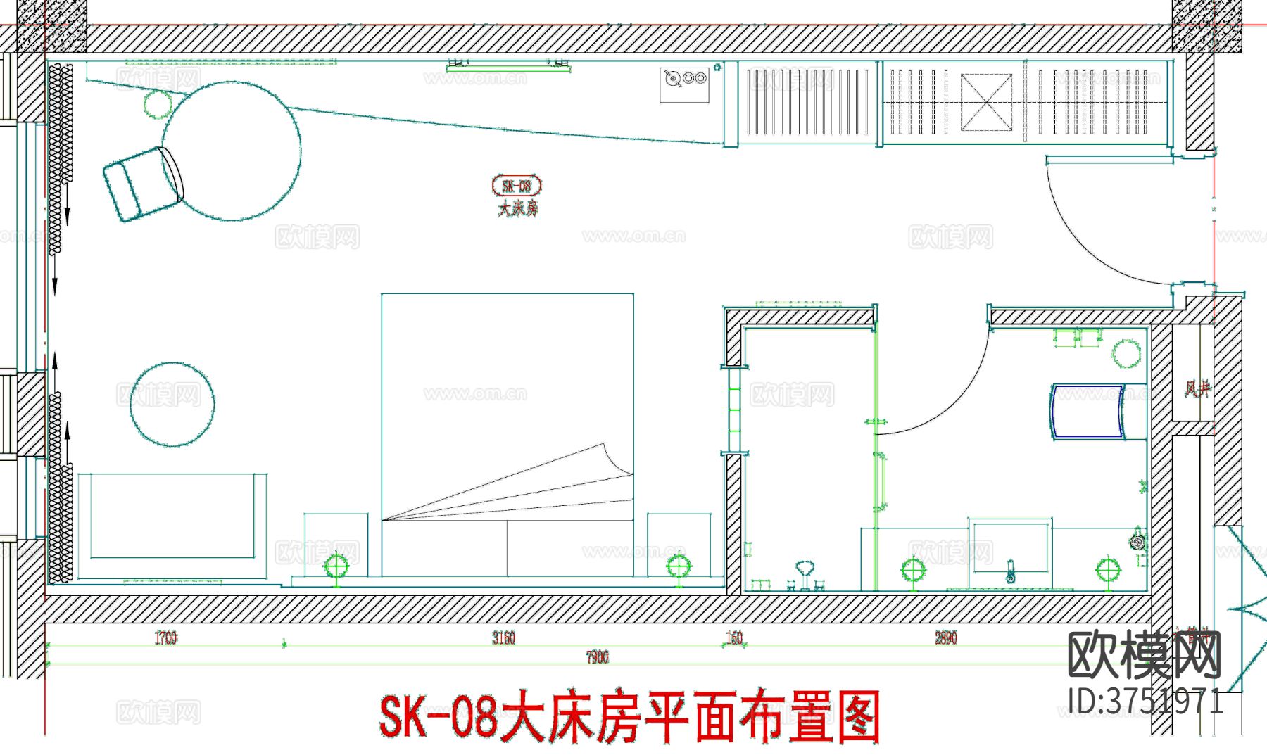 酒店客房 酒店房间 客房平面图 房间平面布局 客房cad平面图