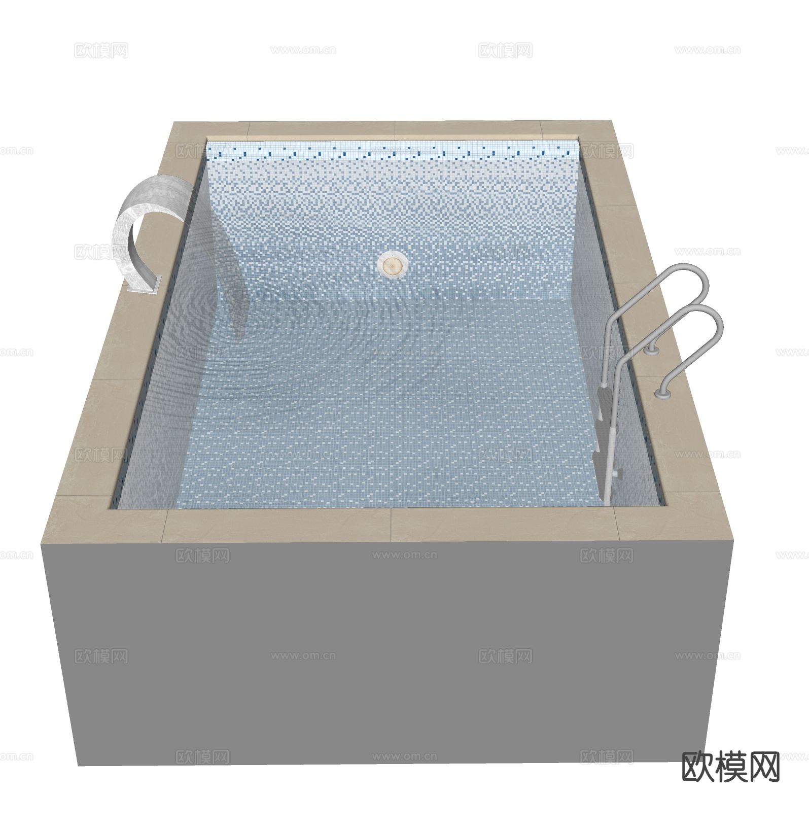 现代游泳池su模型