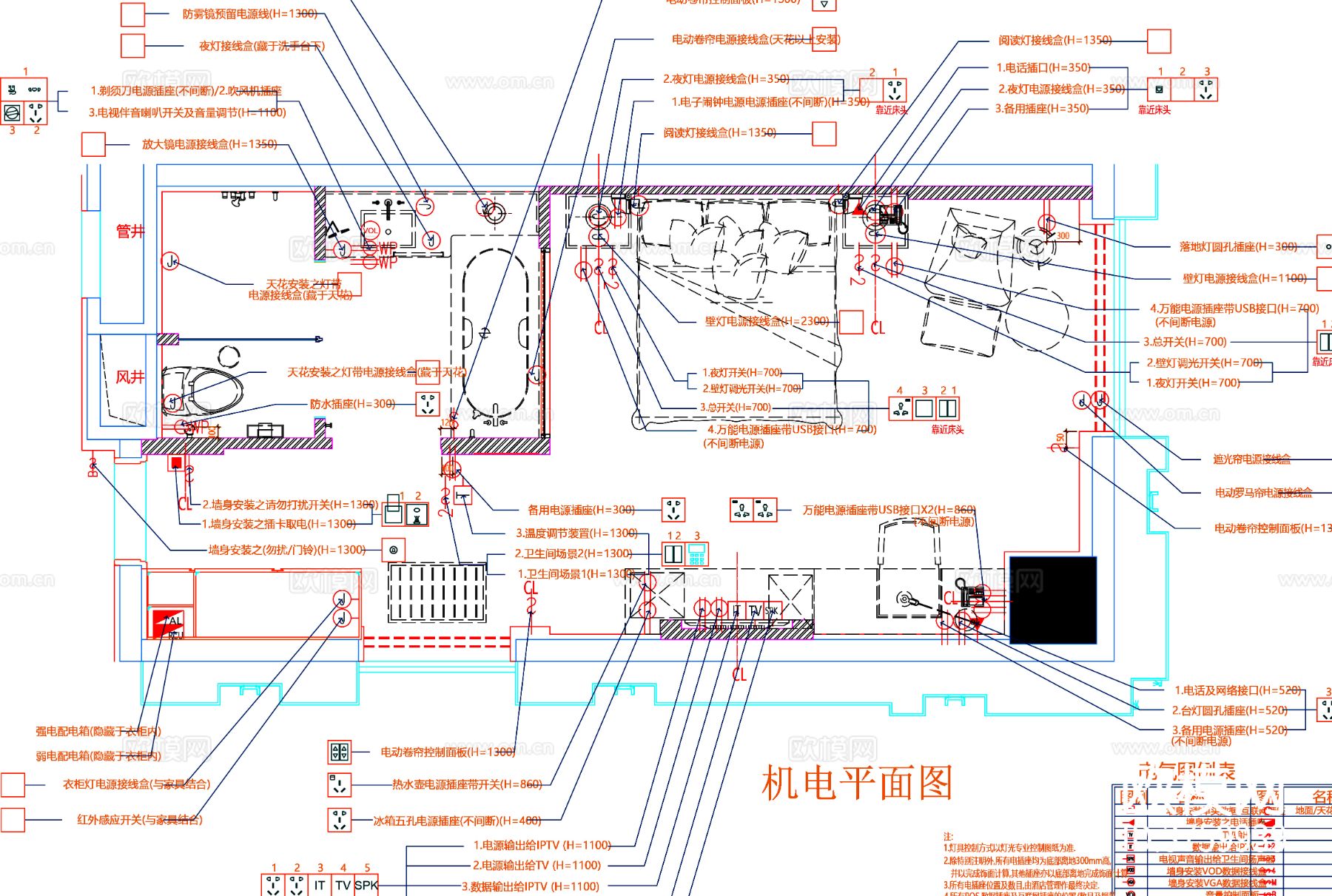 客房cad平面布置图