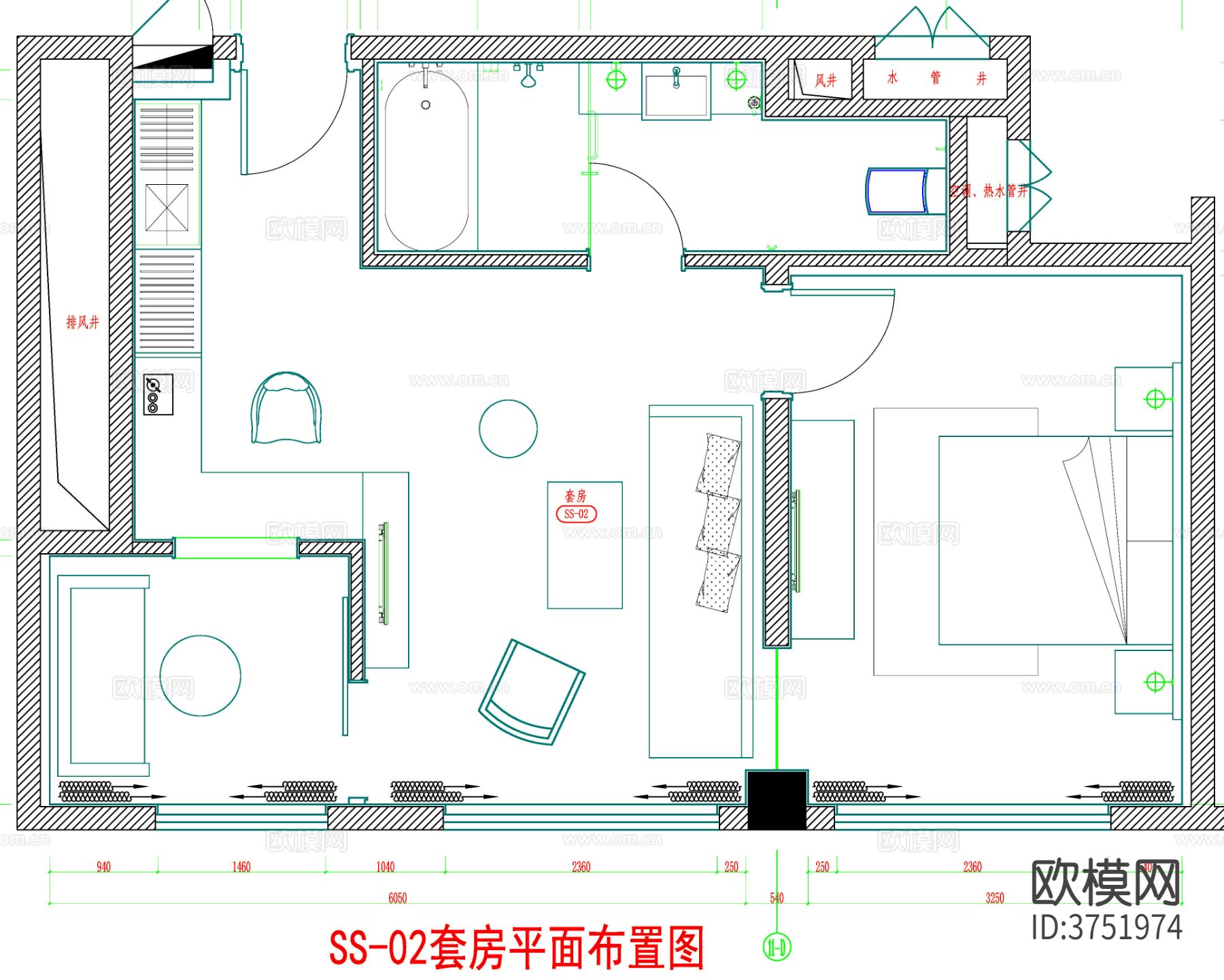 酒店客房 酒店房间 客房平面图 房间平面布局 客房cad平面图