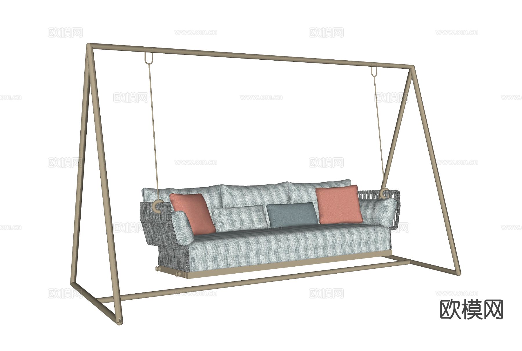 现代吊椅秋千 吊篮 多人吊椅su模型