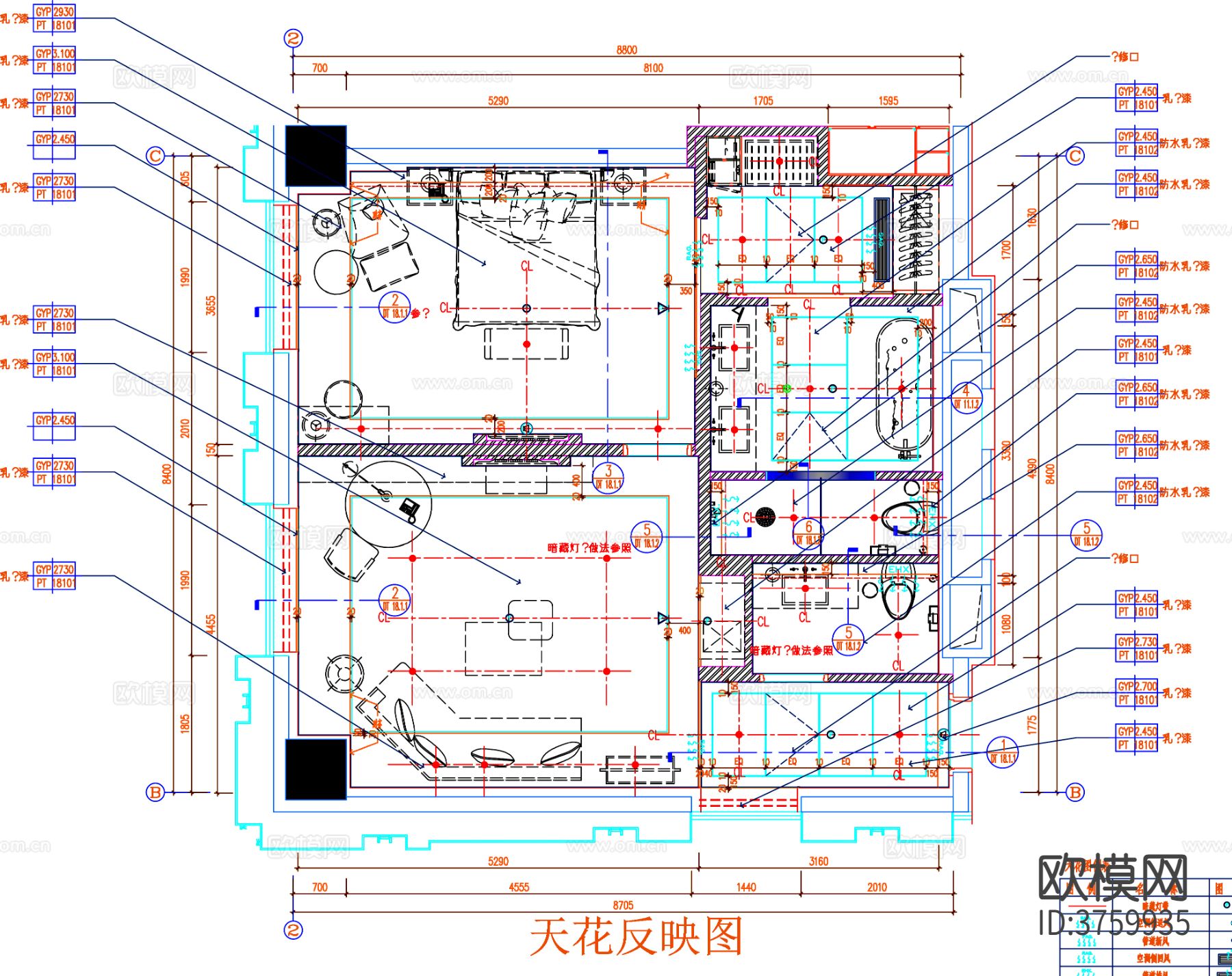 客房cad平面布置图