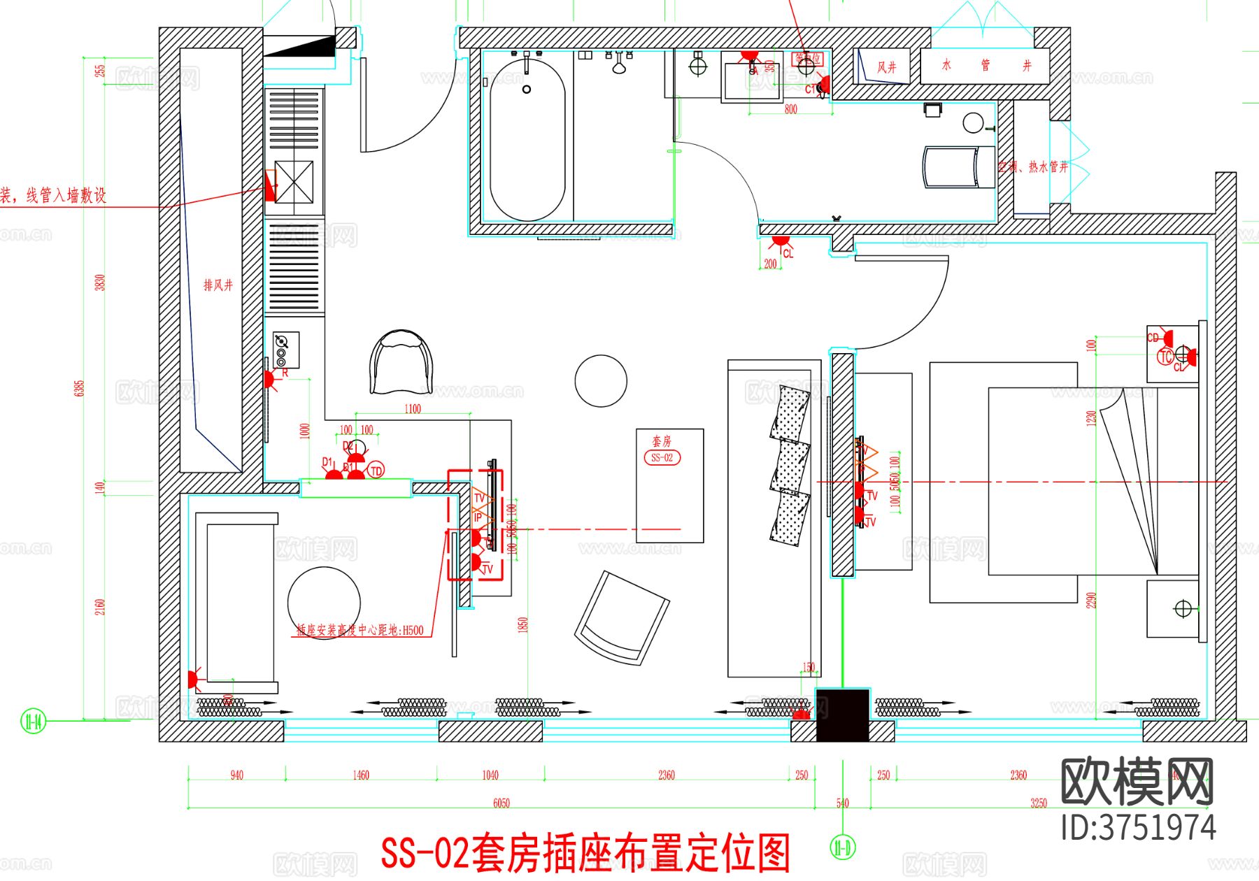 酒店客房 酒店房间 客房平面图 房间平面布局 客房cad平面图