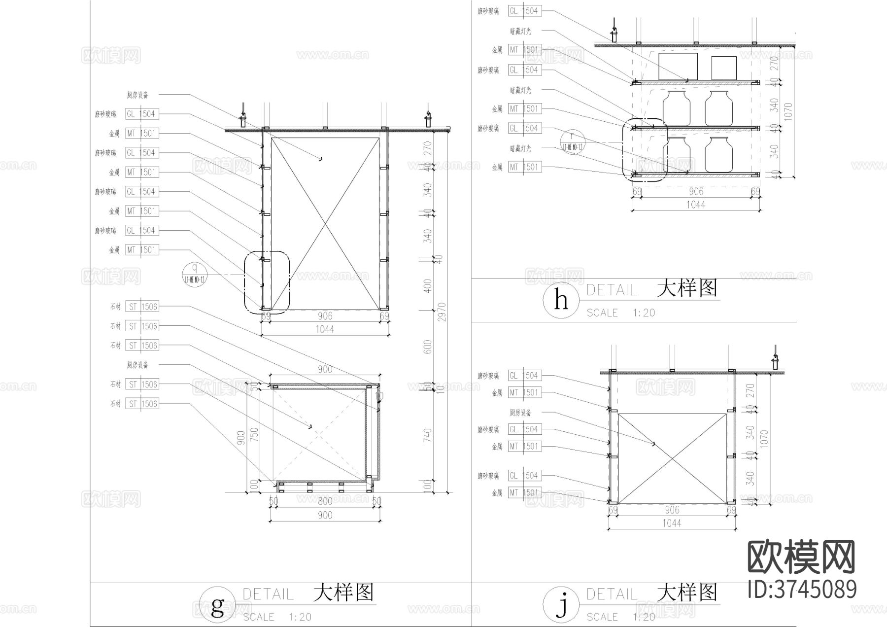 水吧区柜体节点大样图