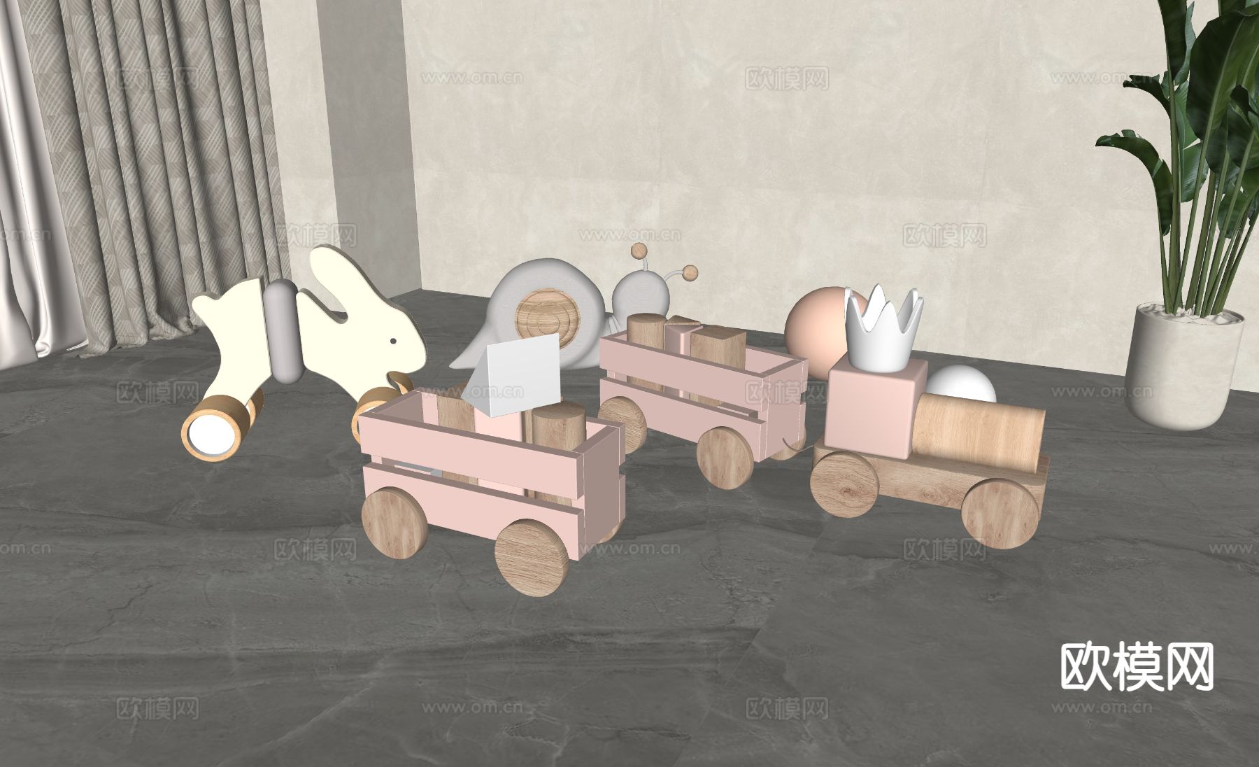 简欧儿童玩具su模型下载（渲染图1）