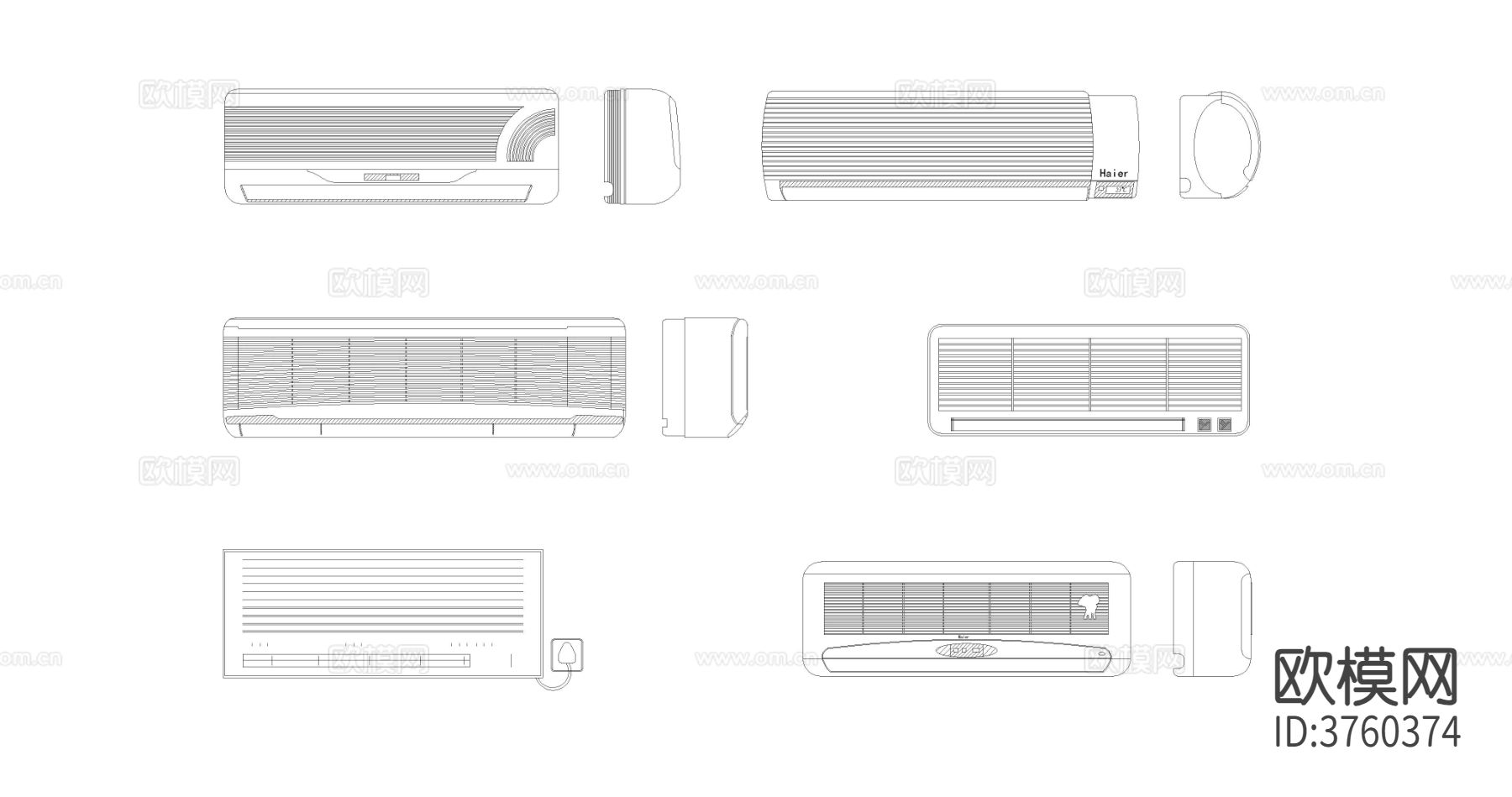 空调挂机cad图库