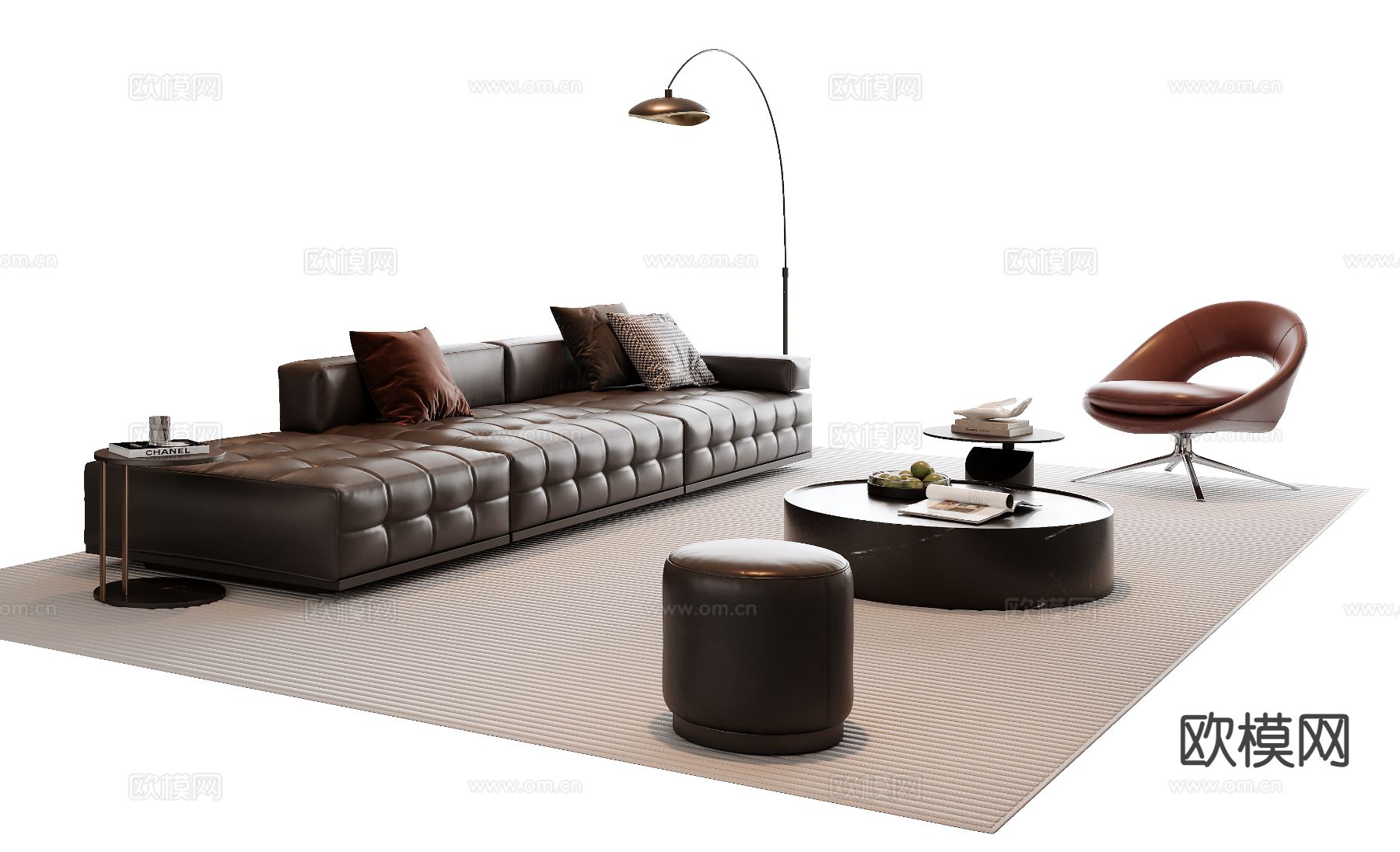 意式组合沙发su模型下载（渲染图2）