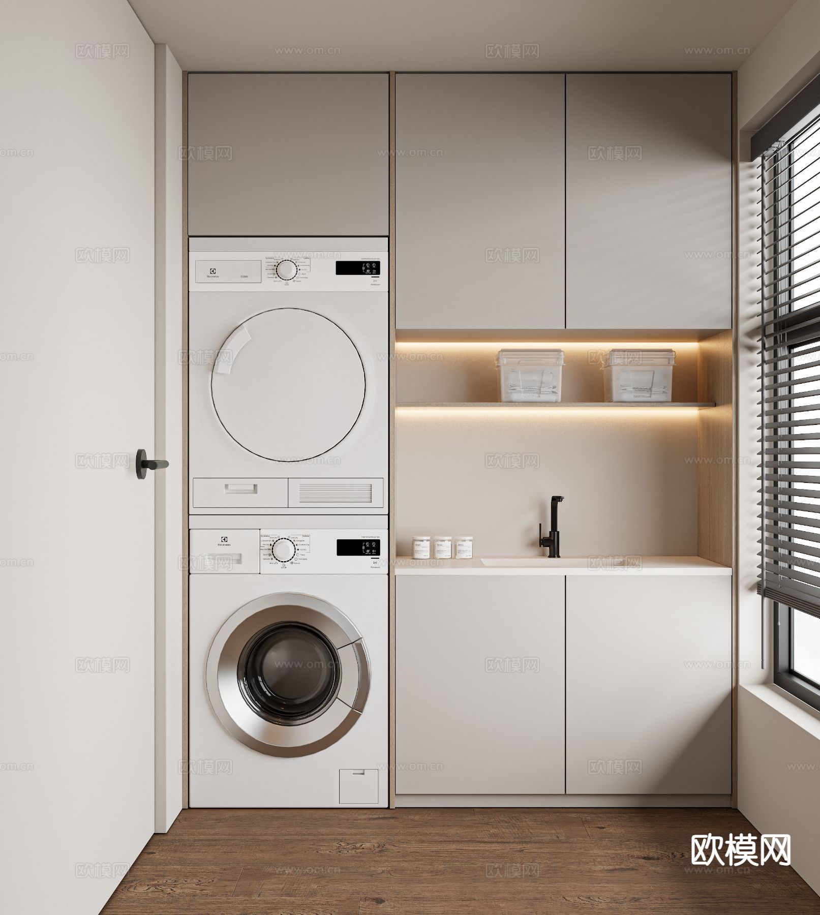 现代阳台柜 洗衣机柜3d模型下载
