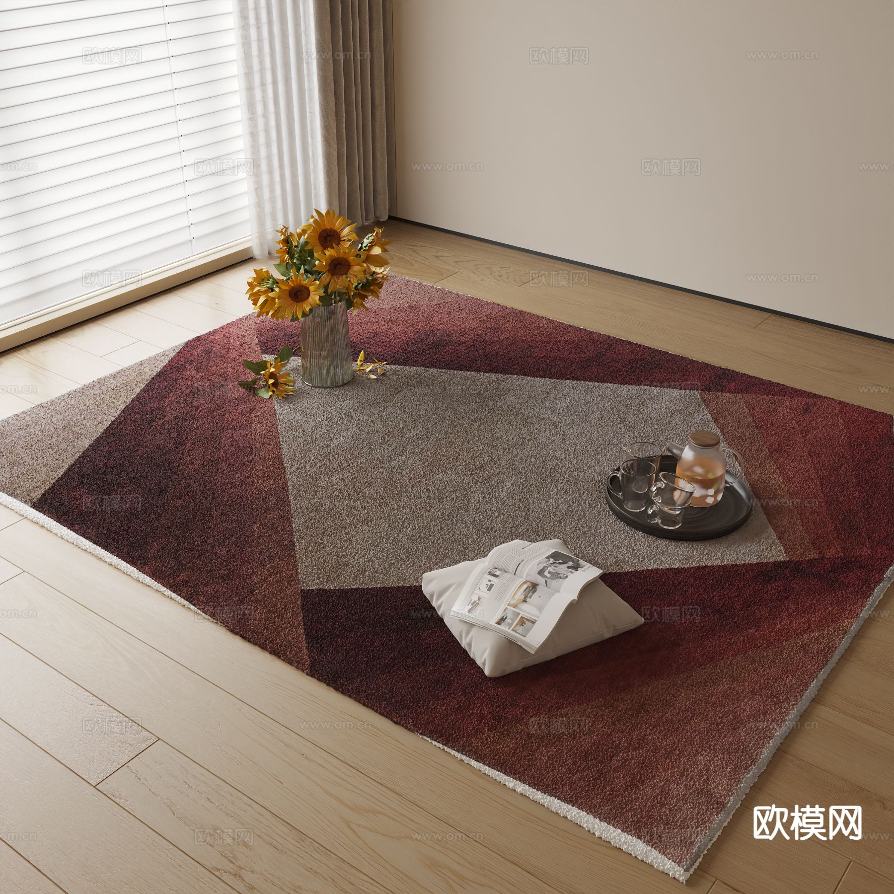 现代地毯su模型下载（渲染图2）