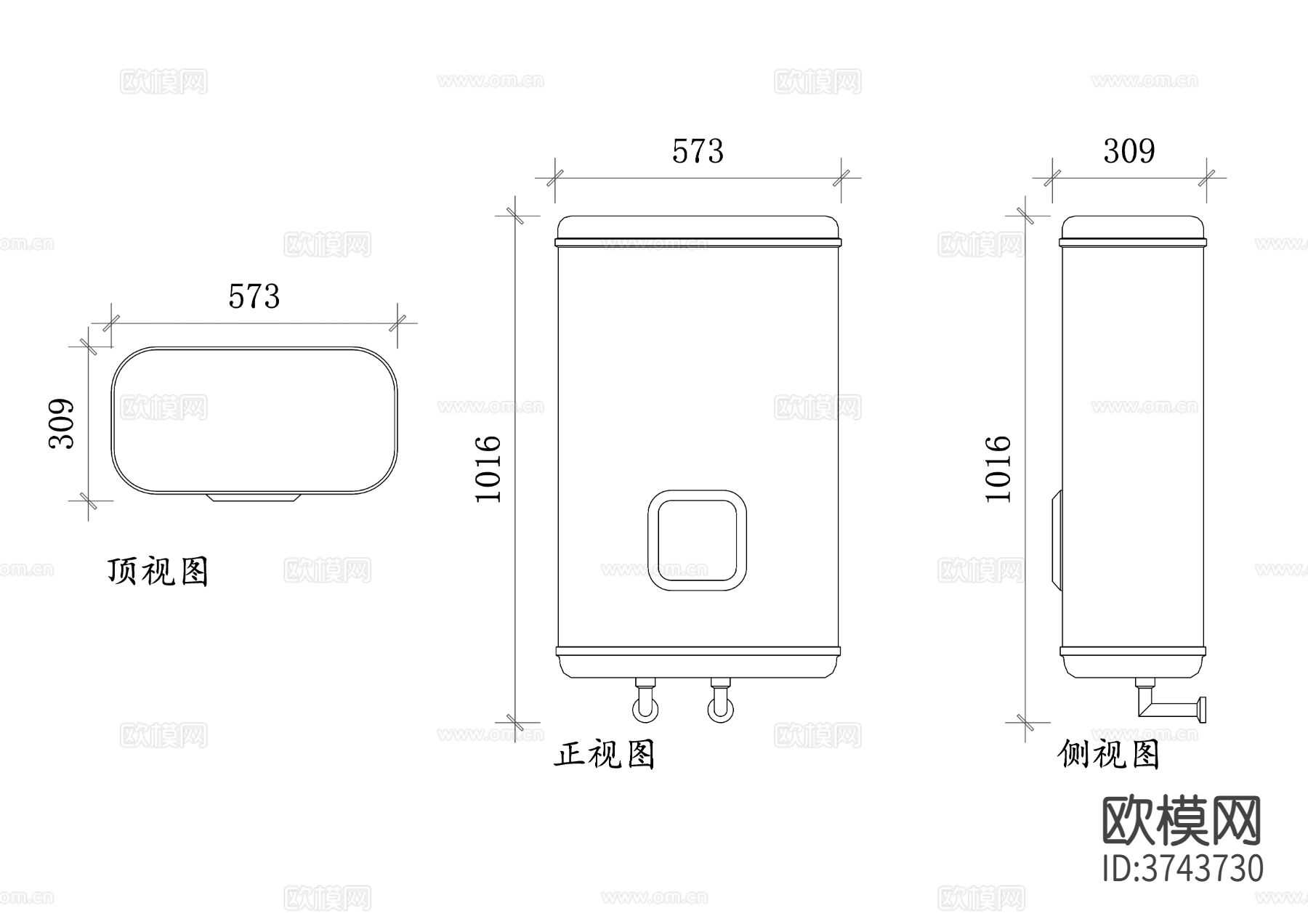 热水器CAD三视图